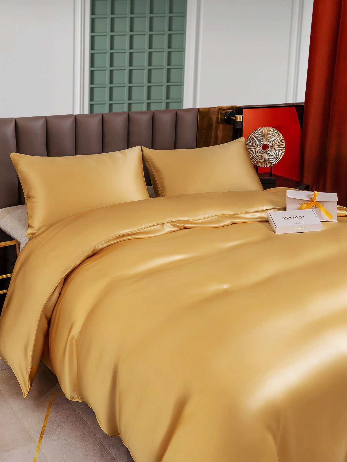 25Momme 3Pcs Silk Set Duvet Cover+2x Pillowcases - Image 47