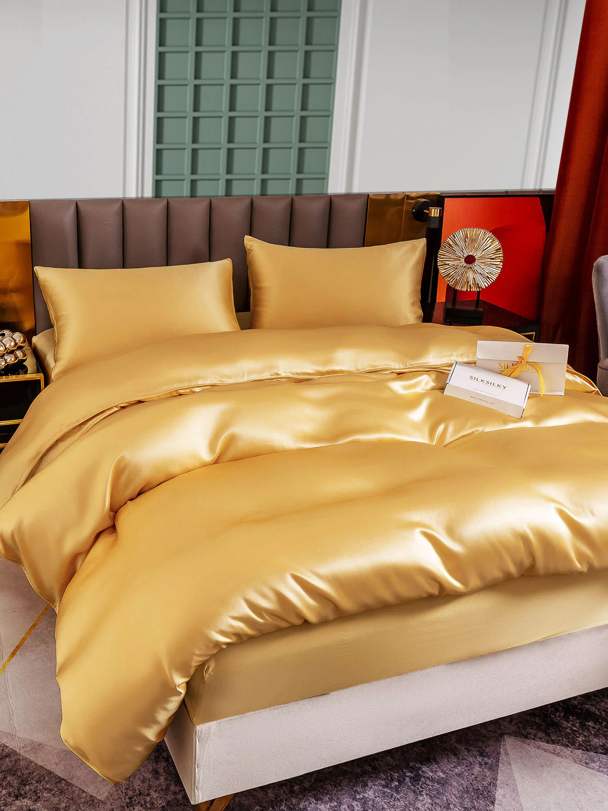 25Momme 4Pcs Silk Set Duvet Cover+Fitted Sheet+2x Pillowcases - Image 46