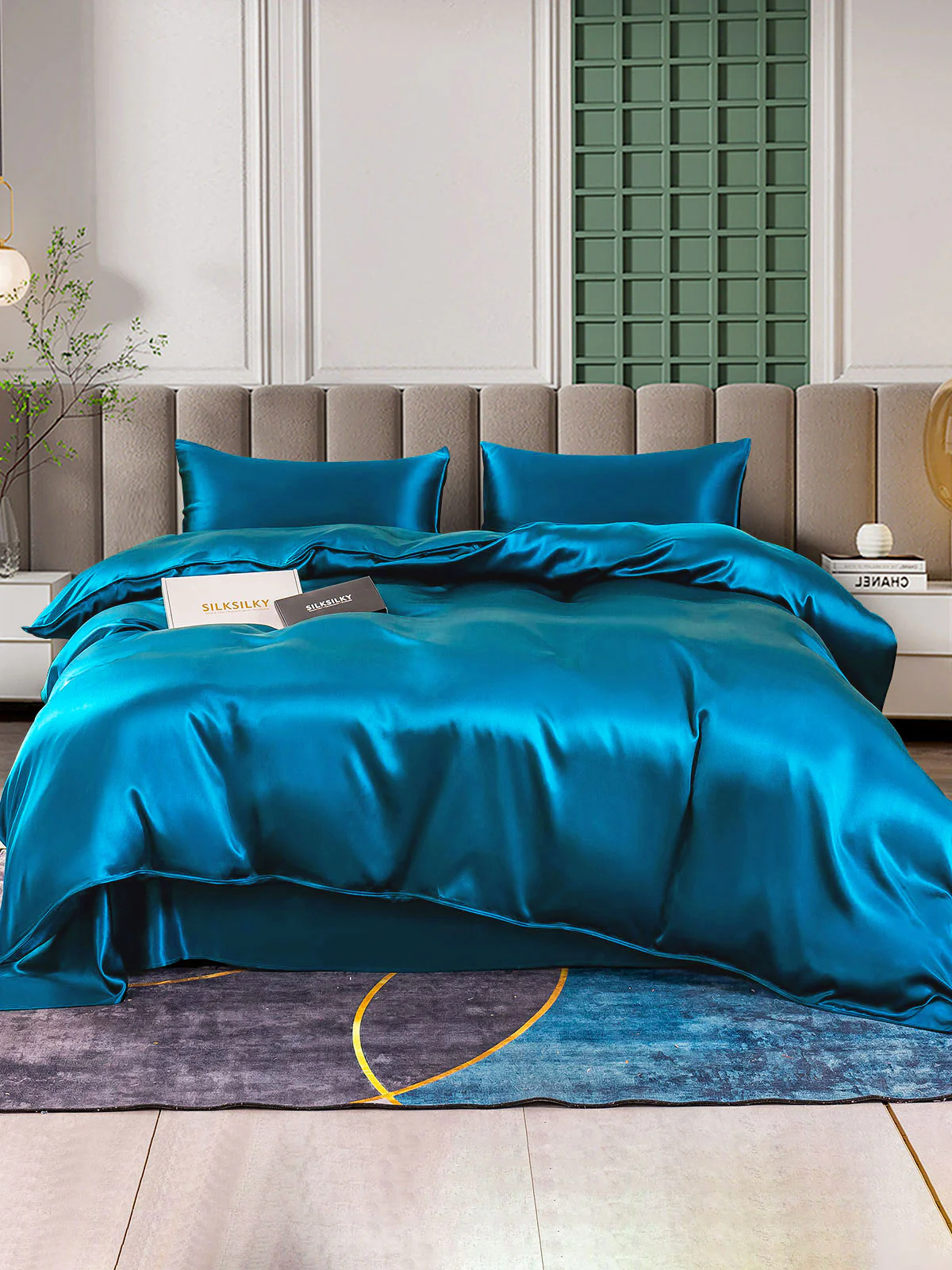 25Momme 4Pcs Silk Set Duvet Cover+Flat Sheet+2x Pillowcases - Image 51