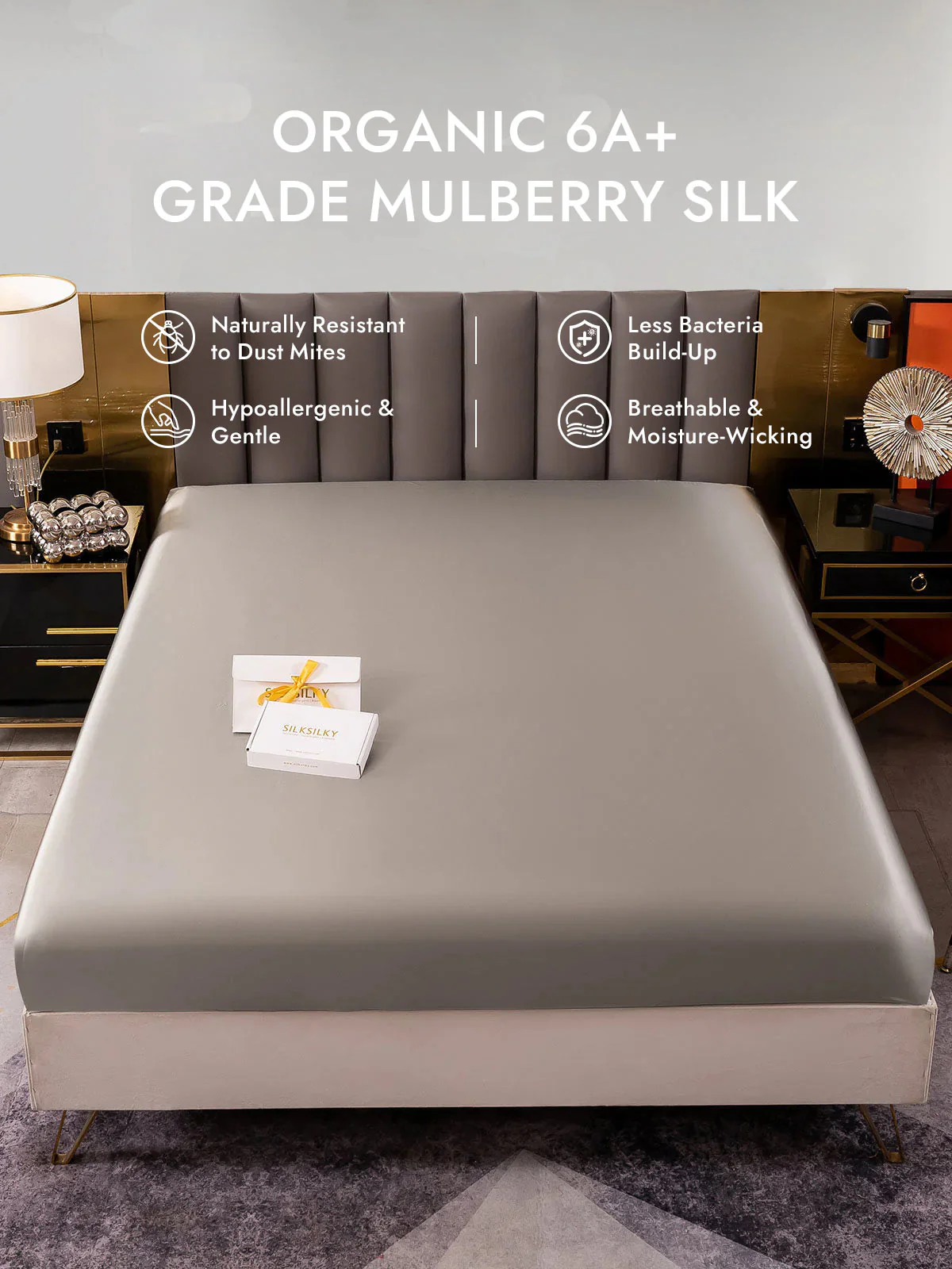 25Momme Mulberry Silk Seamless Fitted Sheet - Image 15