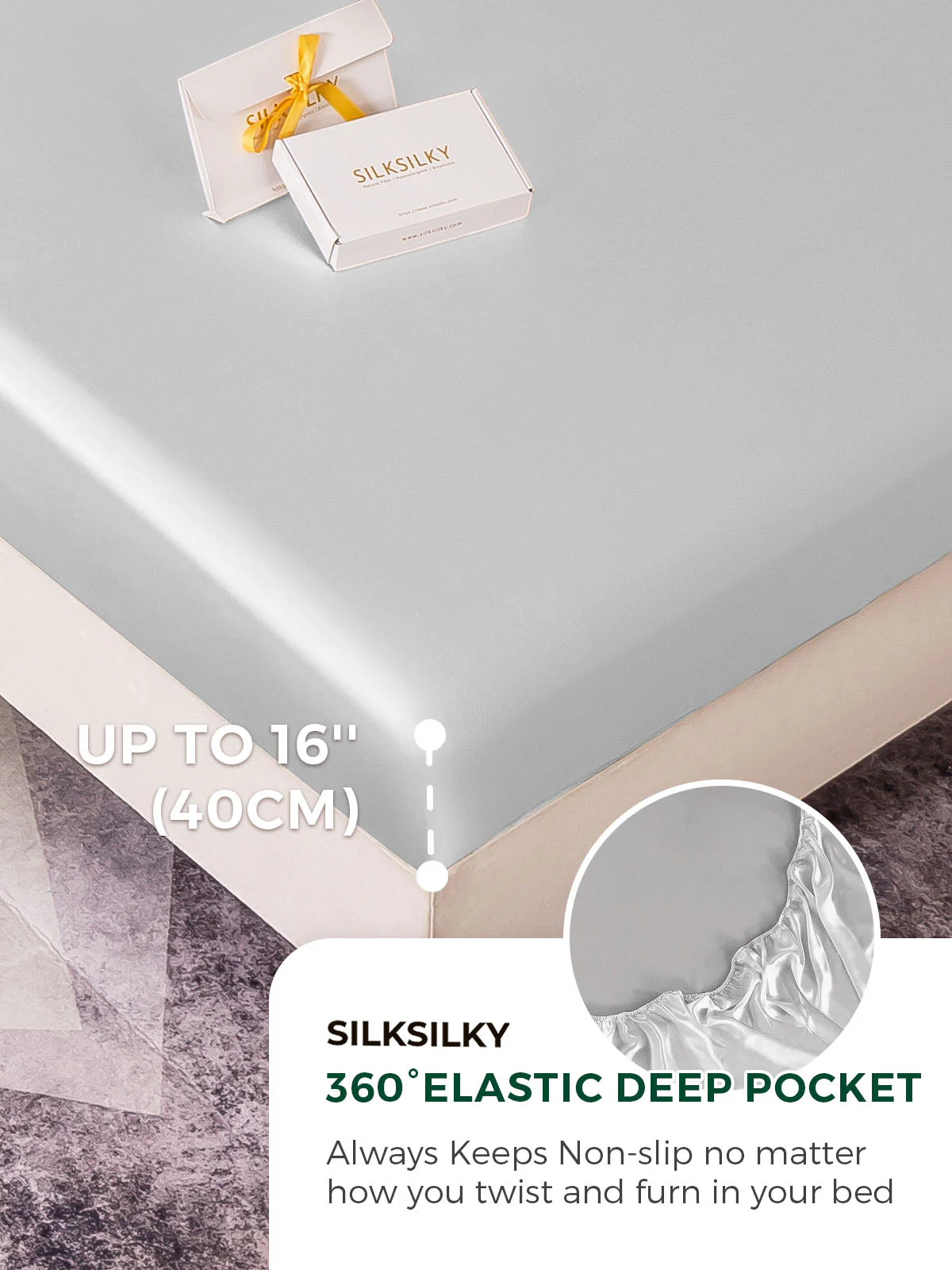 25Momme Mulberry Silk Seamless Fitted Sheet - Image 31