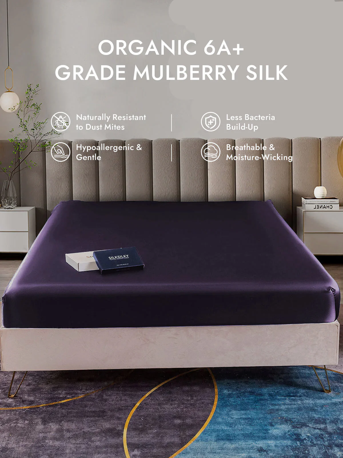 25Momme Mulberry Silk Seamless Fitted Sheet - Image 59