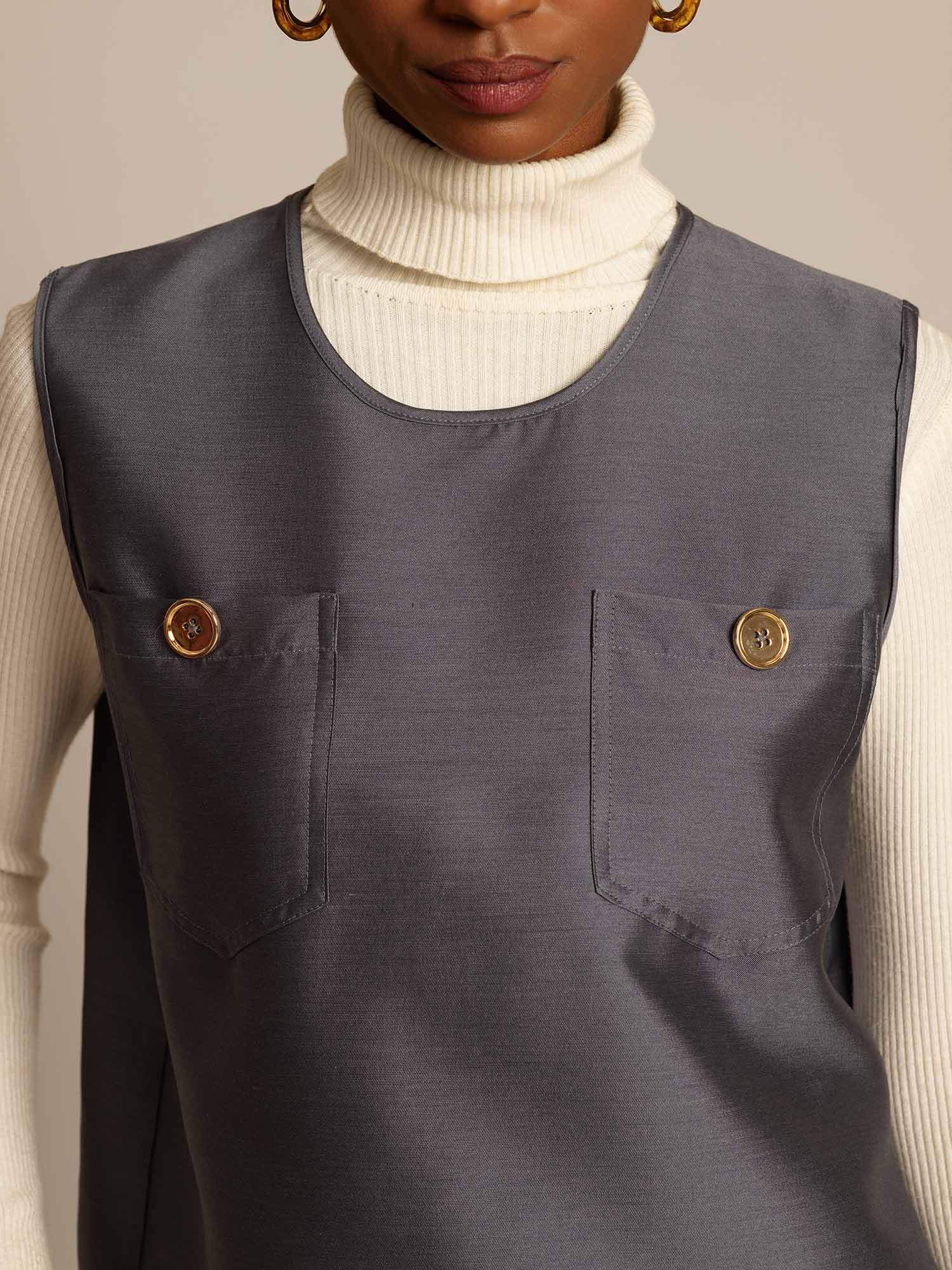 Clearance - 32Momme Silk-Wool Blend Women's Vest with Button Pocket Design - Image 18