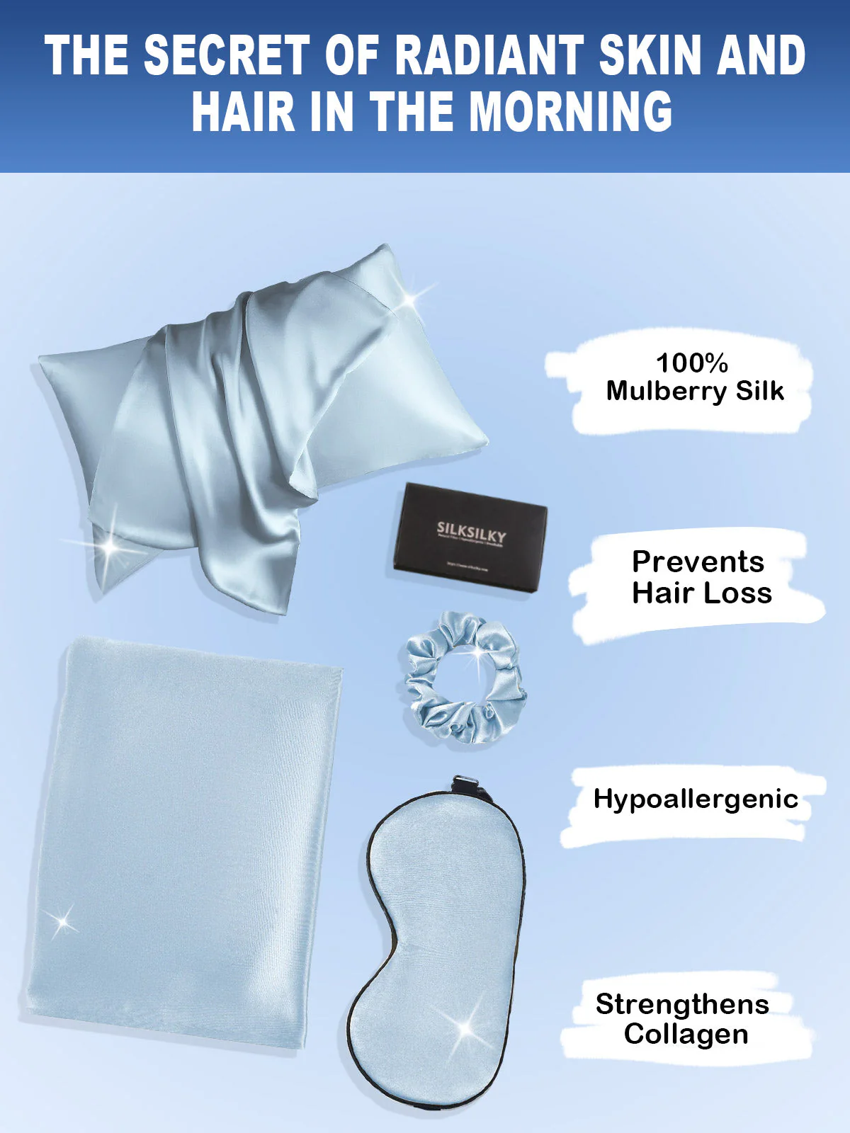 19Momme 3Pcs Set Silk Skin-Friendly Beauty Sleep Set (Hidden Zipper Pillowcase) - Image 58