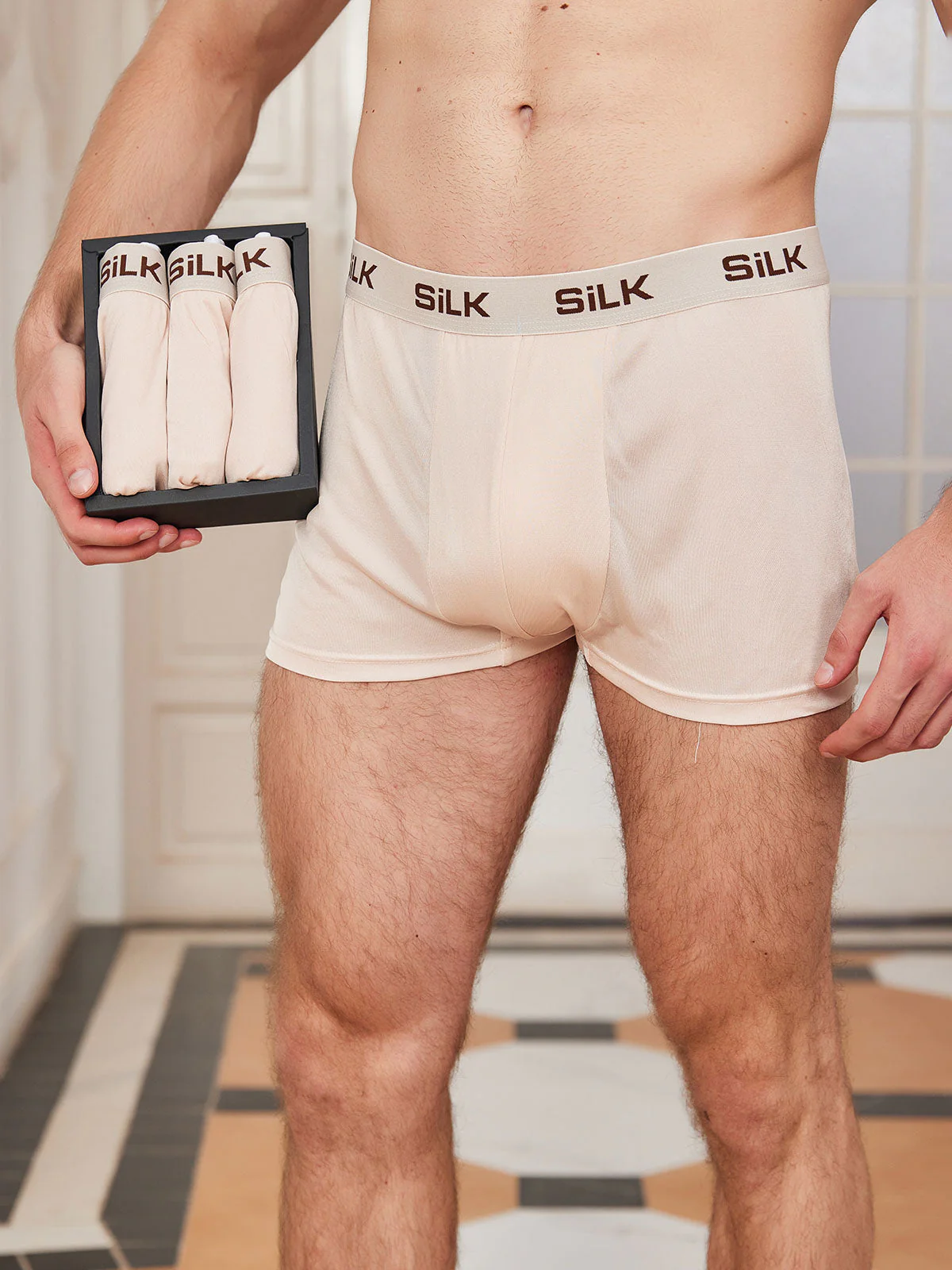 3Pcs Men‘s Ultra Soft Comfy 100% Mulberry Silk Boxer Underwear - Image 12