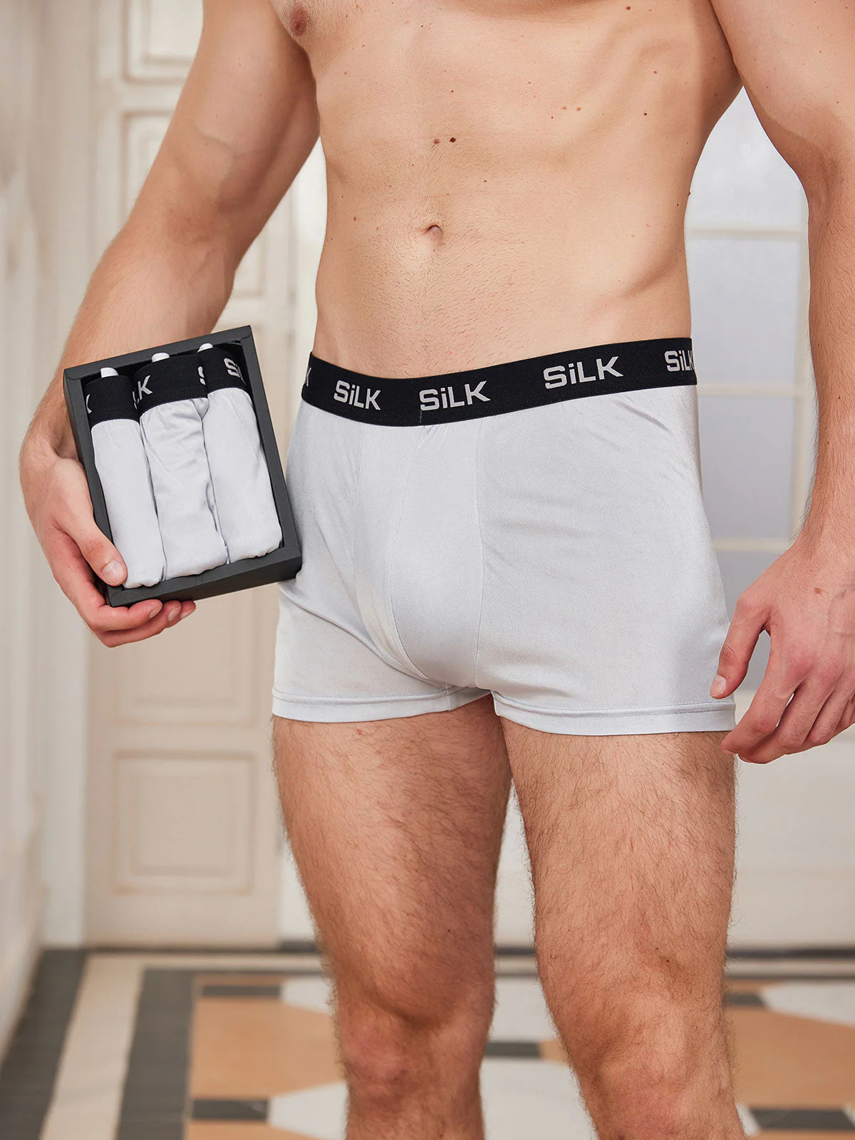 3Pcs Men‘s Ultra Soft Comfy 100% Mulberry Silk Boxer Underwear - Image 17