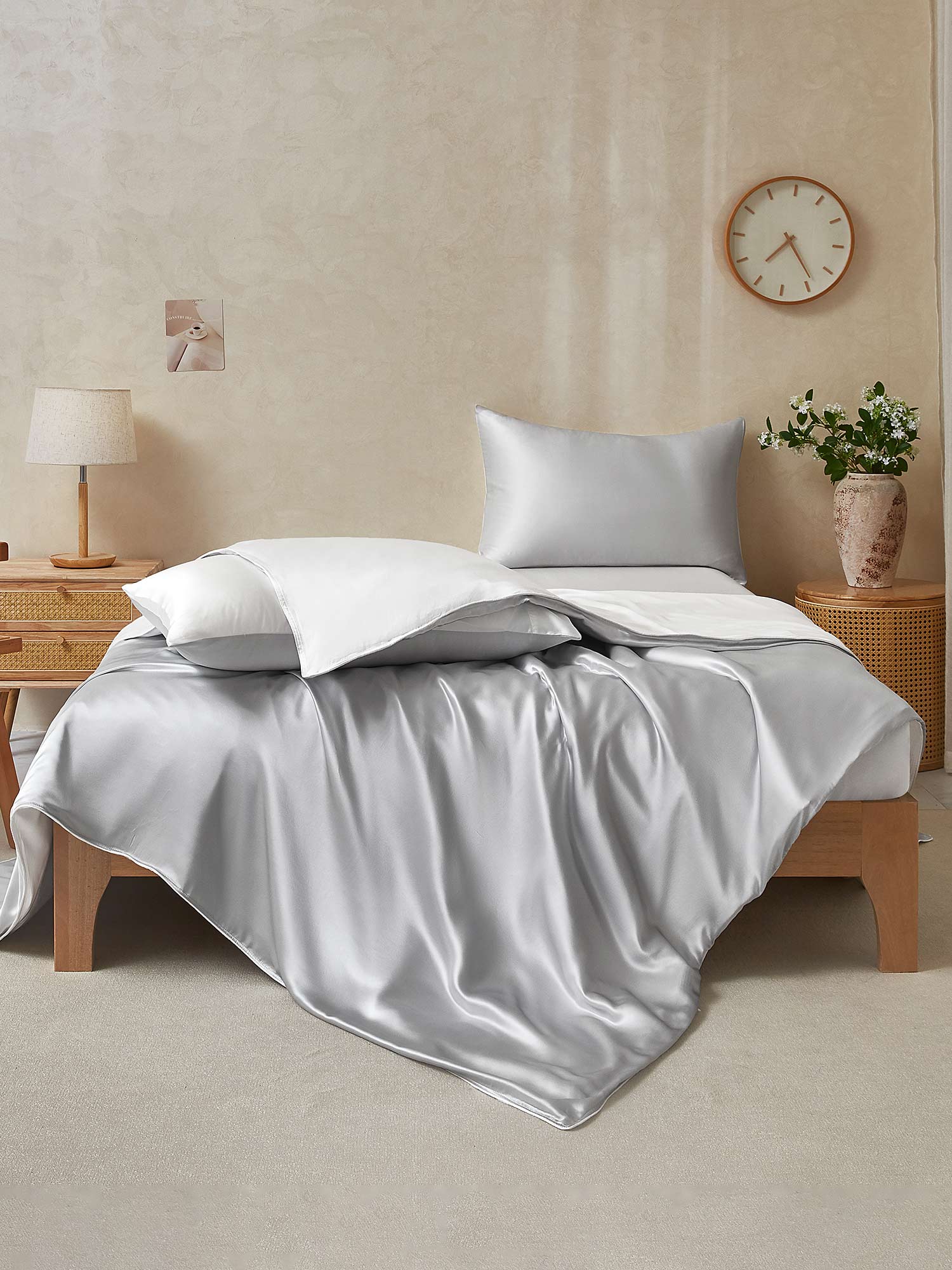 19Momme 4Pcs Silk Set Duvet Cover+Fitted Sheet+2x Pillowcases - Image 127