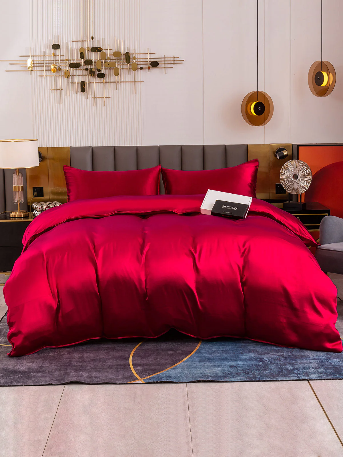 19Momme 4Pcs Silk Set Duvet Cover+Fitted Sheet+2x Pillowcases - Image 2
