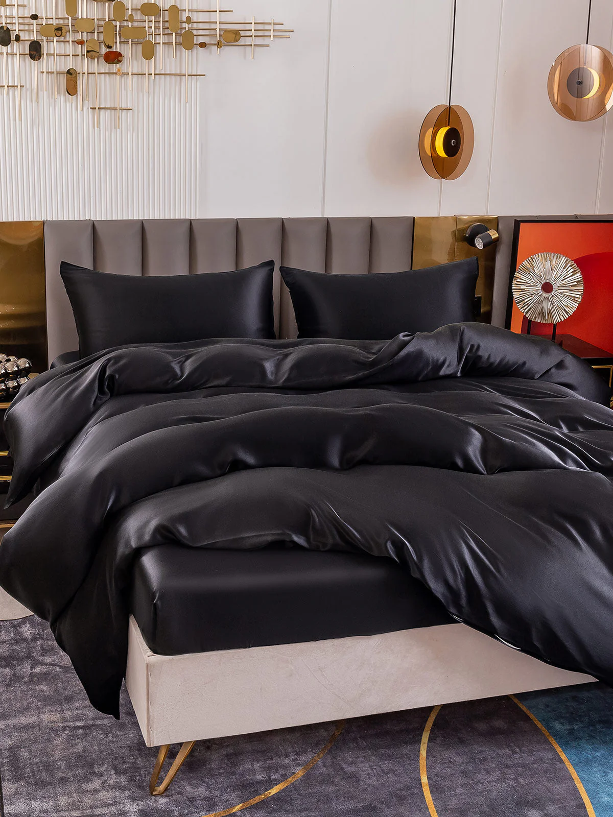 19Momme 4Pcs Silk Set Duvet Cover+Fitted Sheet+2x Pillowcases - Image 37