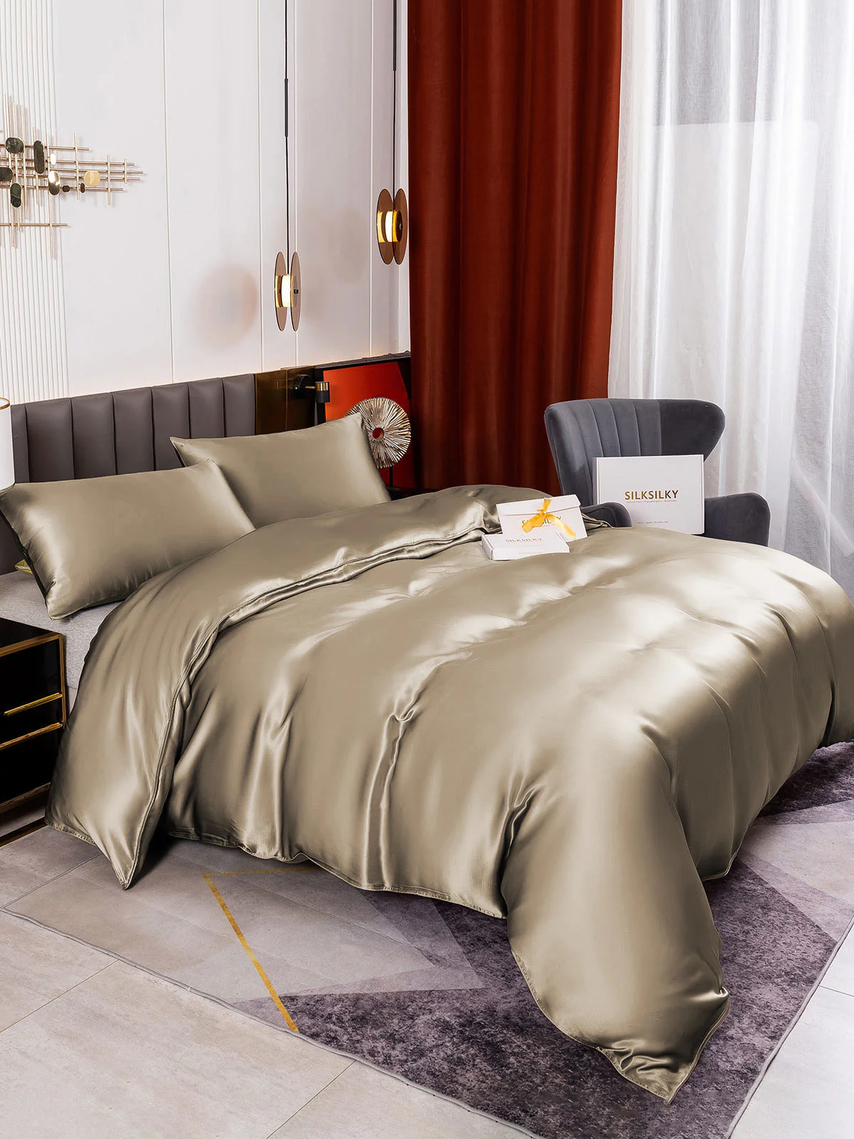 19Momme 4Pcs Silk Set Duvet Cover+Fitted Sheet+2x Pillowcases - Image 65