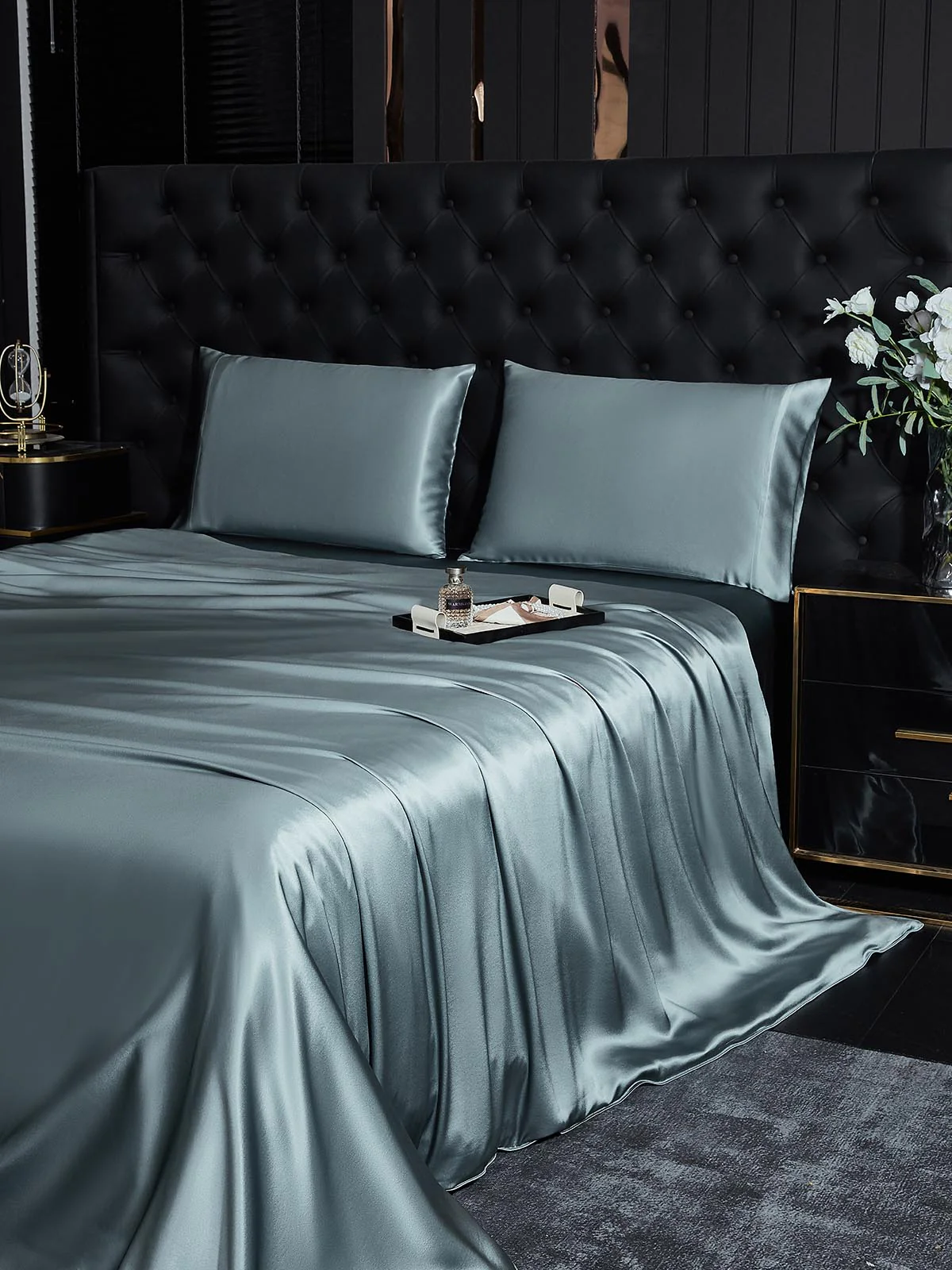 19Momme 4Pcs Silk Set Duvet Cover+Flat Sheet+2x Pillowcases - Image 91