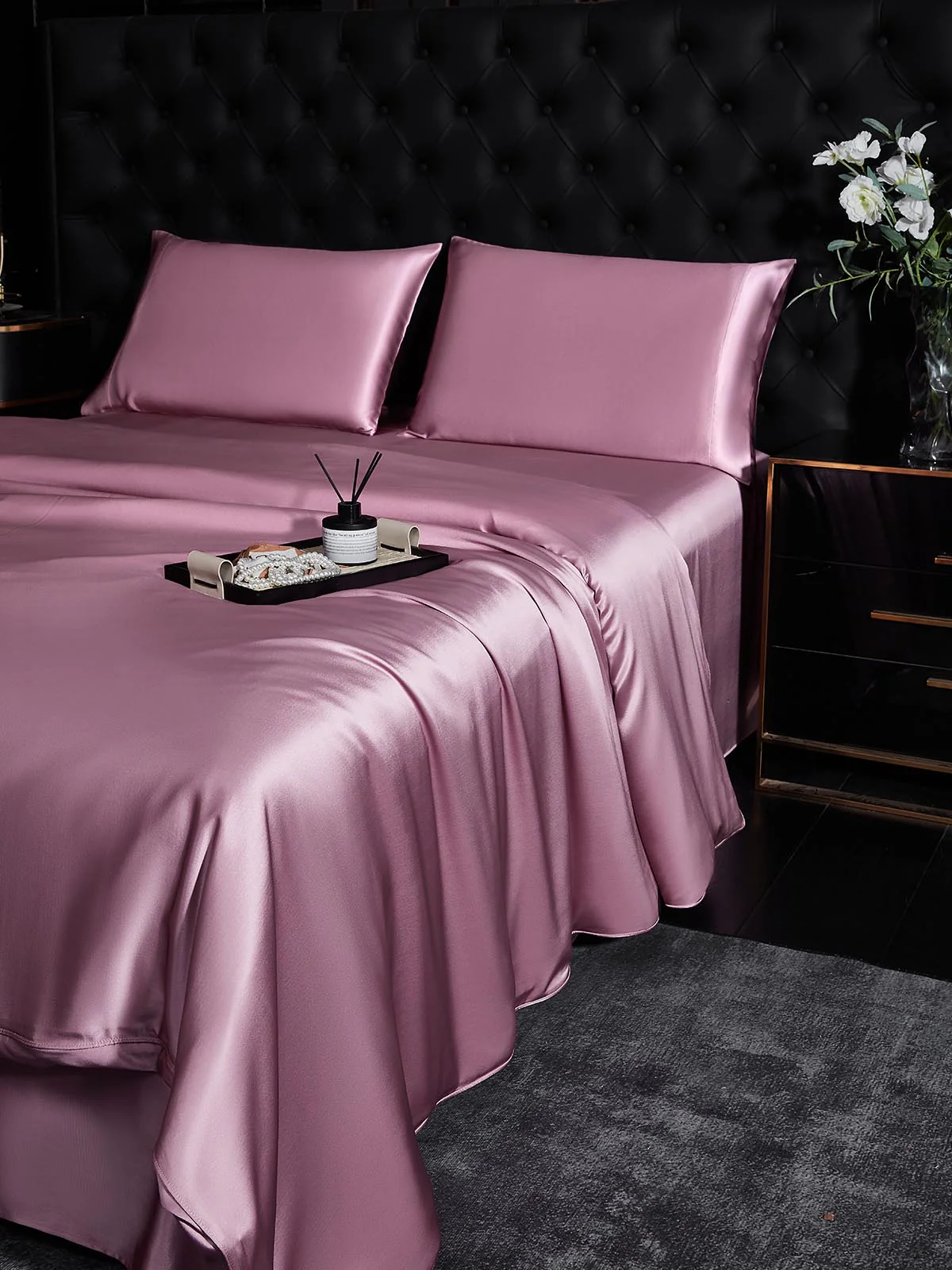 19Momme 4Pcs Silk Set Duvet Cover+Flat Sheet+2x Pillowcases - Image 93