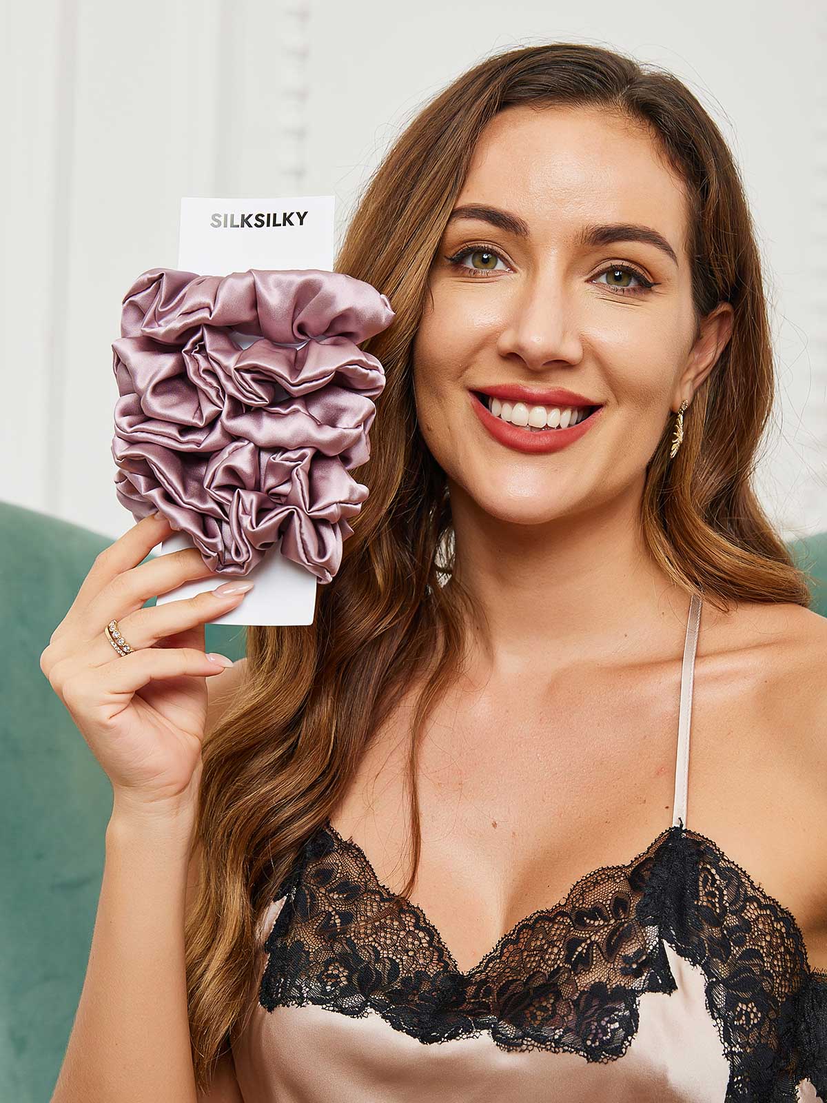 5Pcs Bundle 100% Mulberry Silk Large Hair Scrunchies - 3.5cm - Image 25