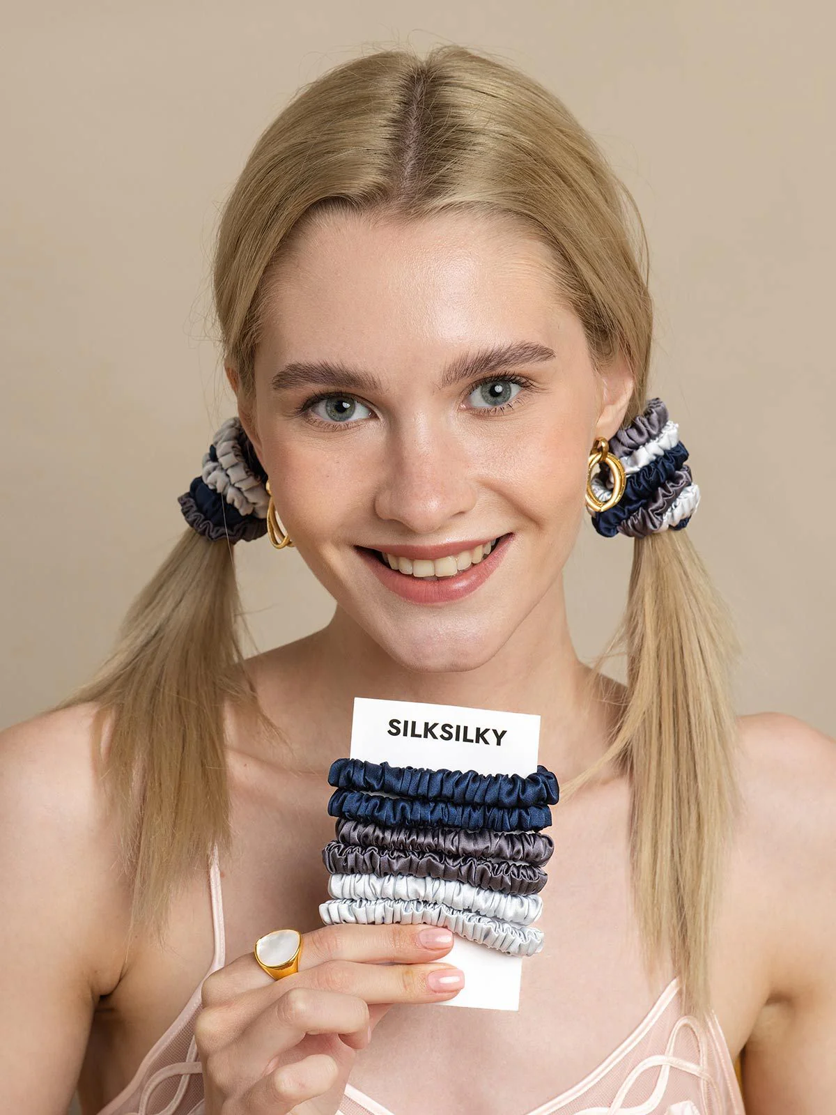 6Pcs 100% Mulberry Silk Scrunchies-Regular - 1cm - Image 13