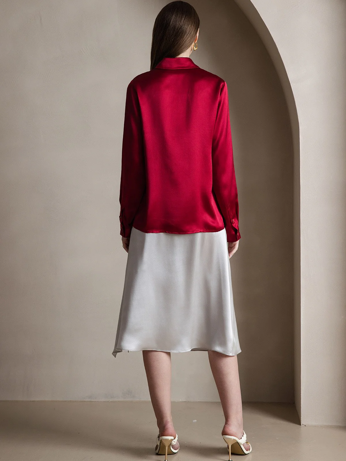 Clearance - 19Momme Silk Long Sleeve Lapel Collar Women's Shirt - Image 21