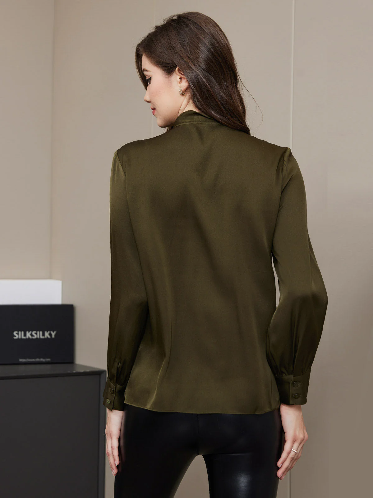 Clearance - Bow Tie Silk Blouse Shirt - Image 14