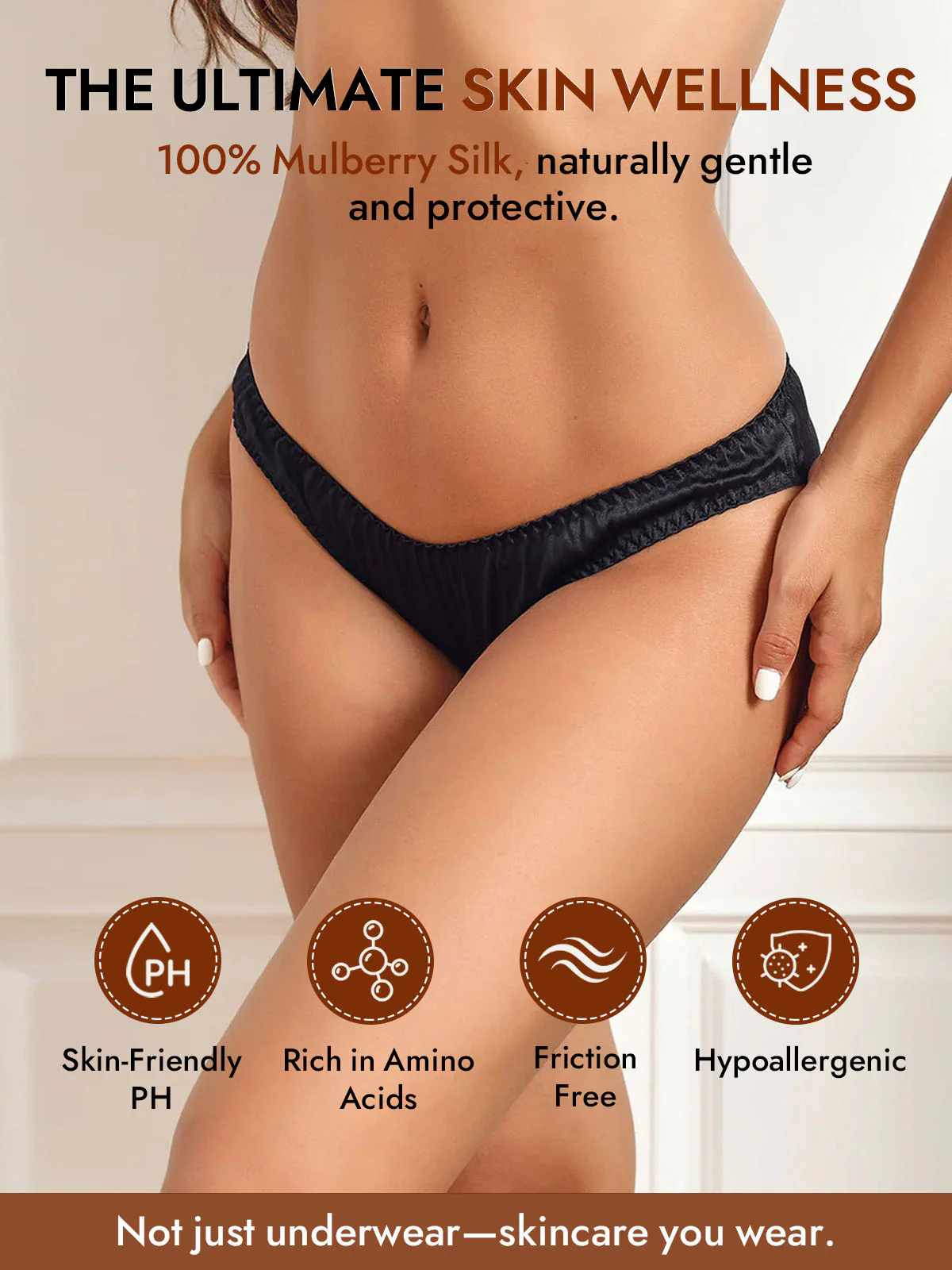 100% Mulberry Silk Briefs Comfy Breathable Panty - Image 3