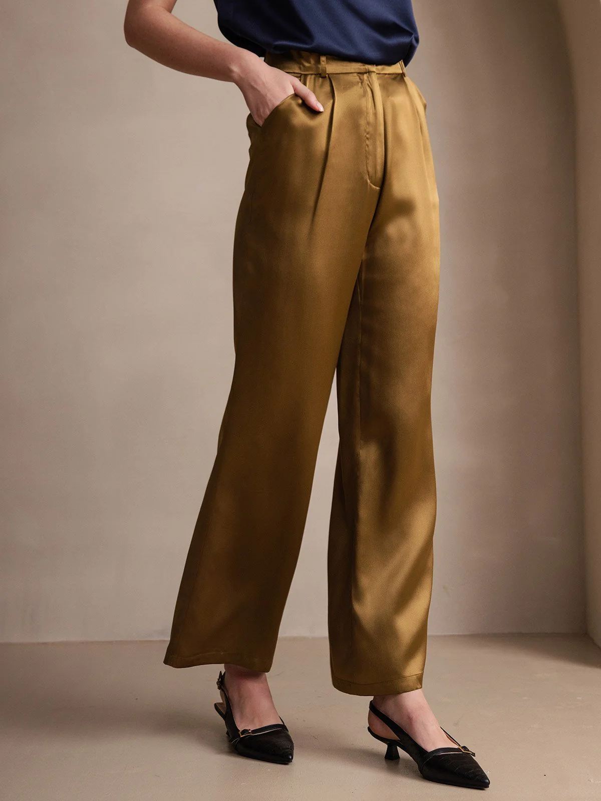 Clearance - 19Momme Silk High Waist Boot Cut Women's Pants - Image 6
