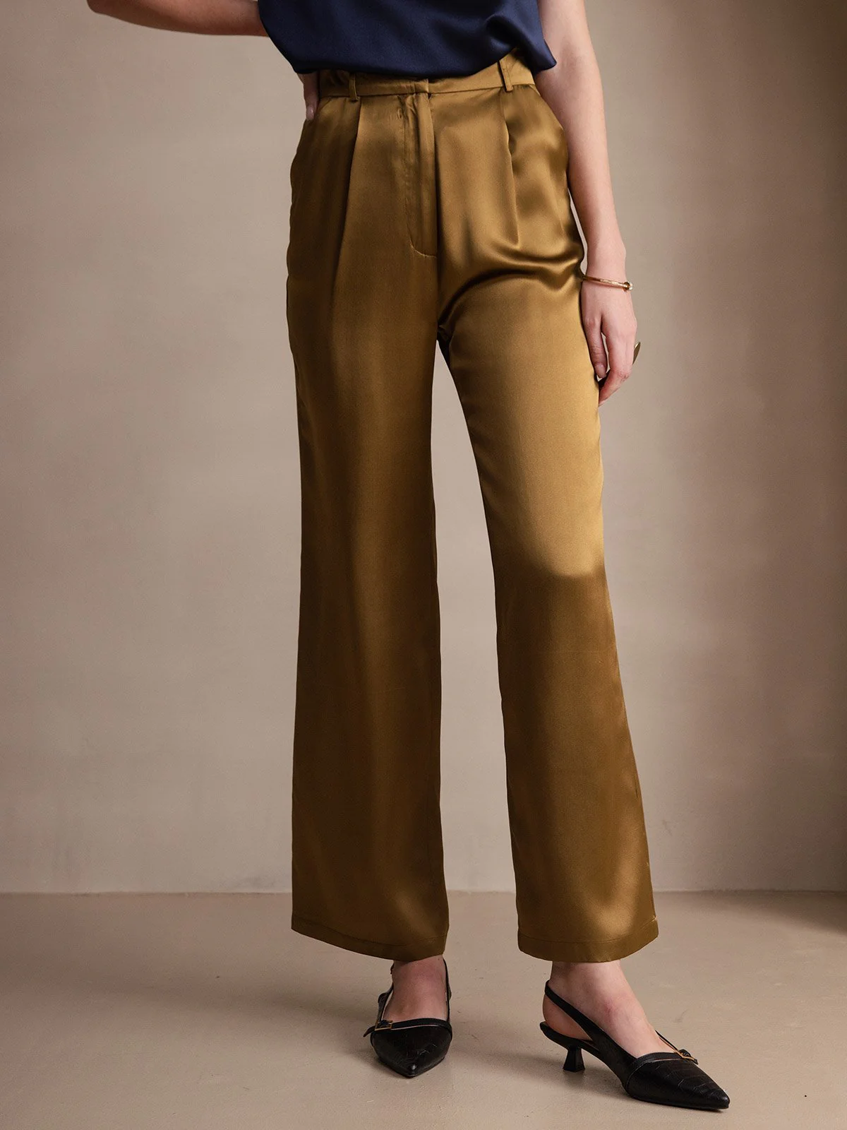 Clearance - 19Momme Silk High Waist Boot Cut Women's Pants - Image 7