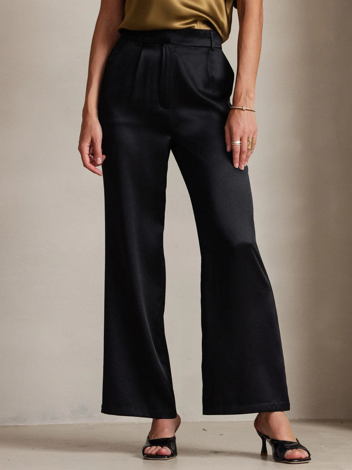 Clearance - 19Momme Silk High Waist Boot Cut Women's Pants - Image 9