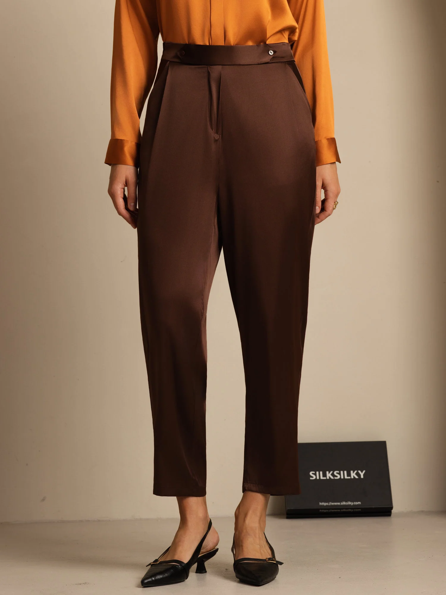 Women's 19Momme Silk High Waist Tapered Pants - Image 24