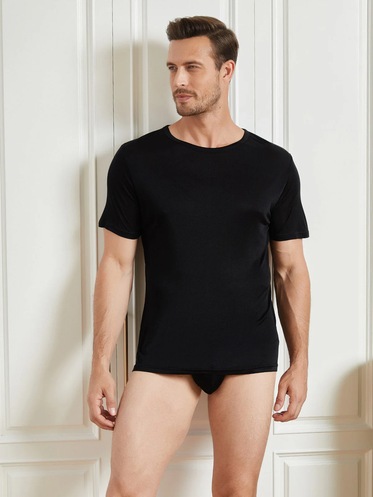 Mens Crew Neck 100% Mulberry Silk T Shirt - Image 18