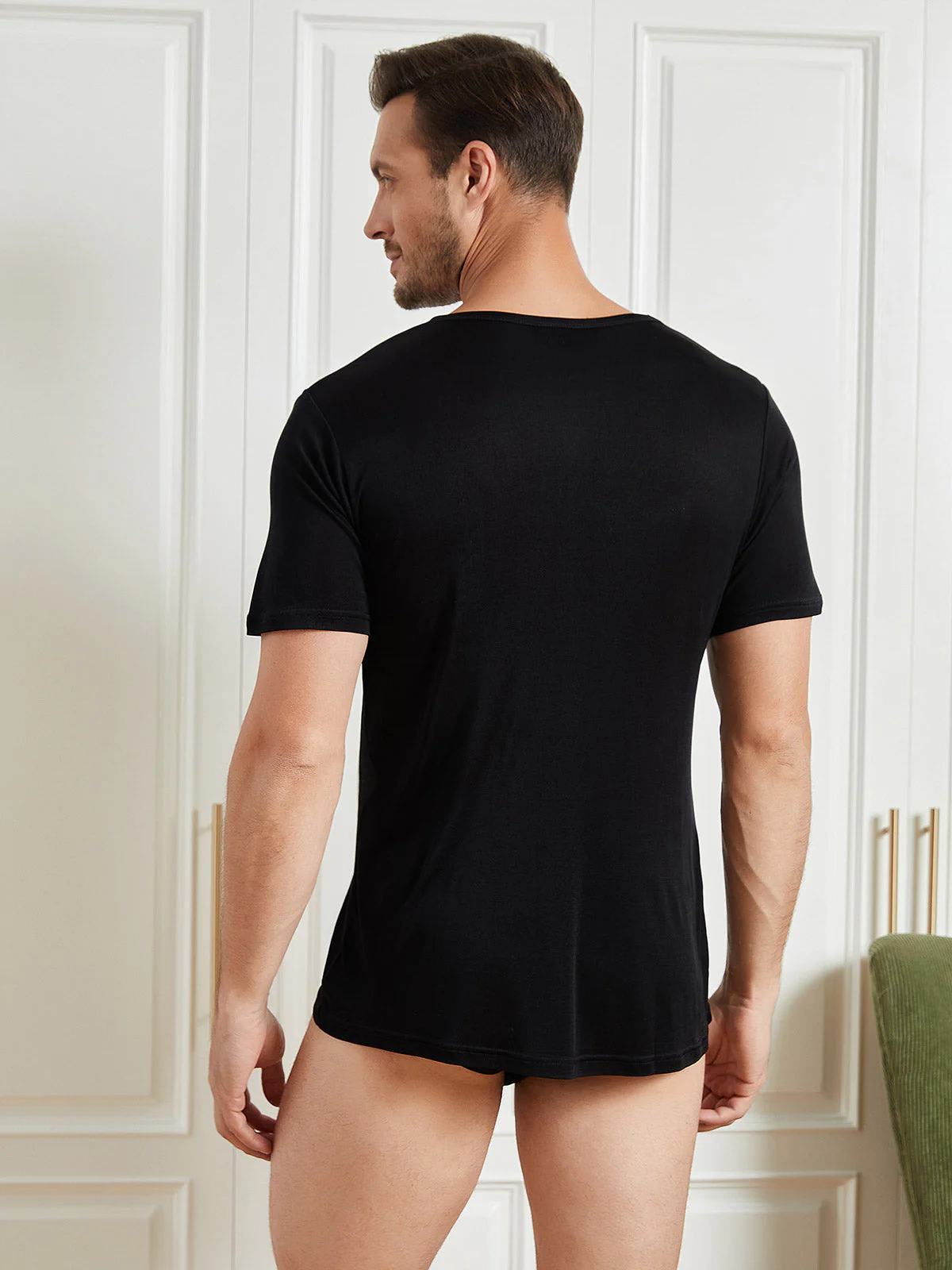 Mens Crew Neck 100% Mulberry Silk T Shirt - Image 19