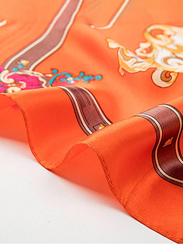 Orange Harmony 100% Mulberry Silk Square Scarf 110 - Image 3