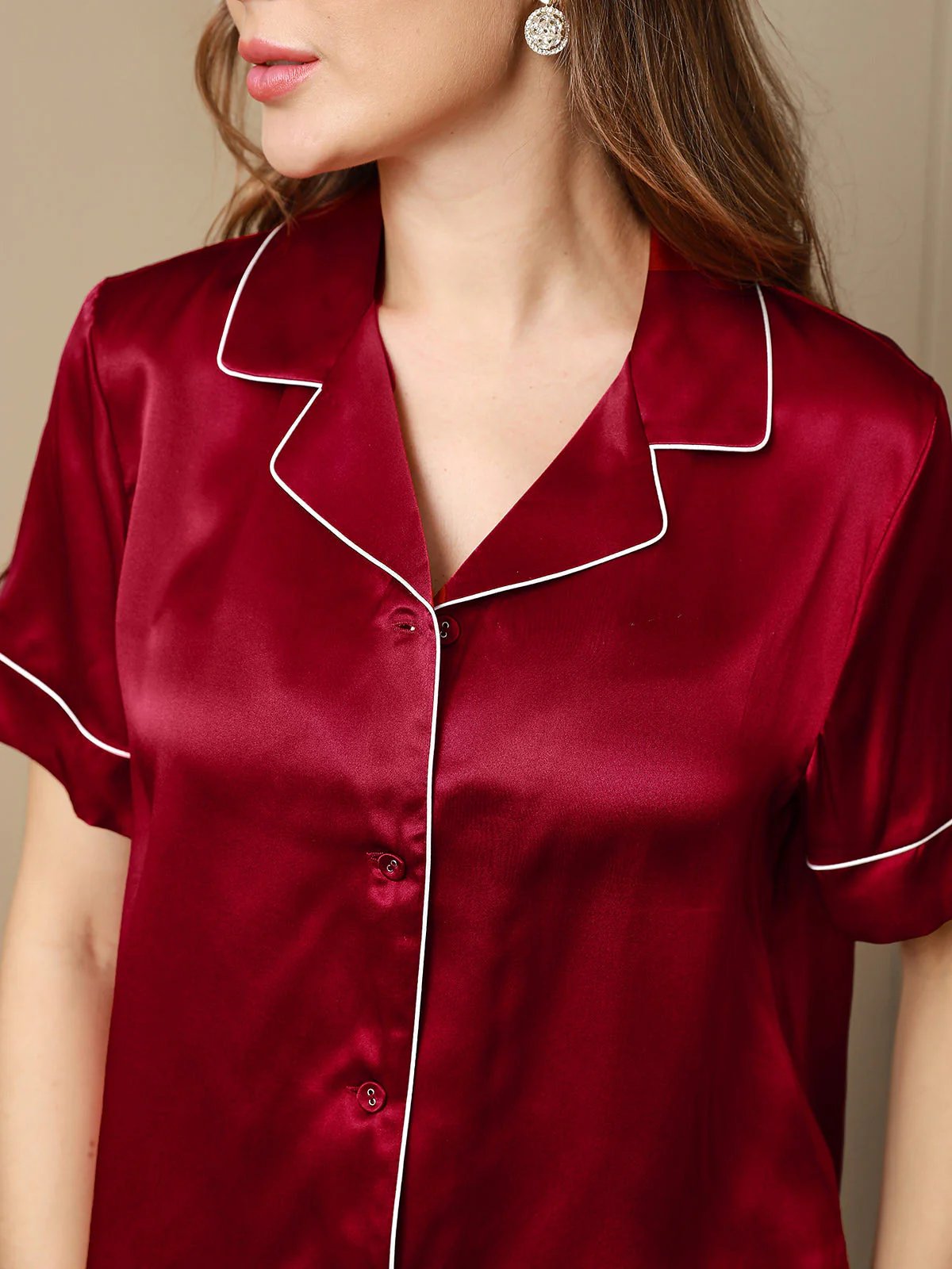 Clearance - 100% Mulberry Silk  Short Sleeve Pajamas Set - Image 35