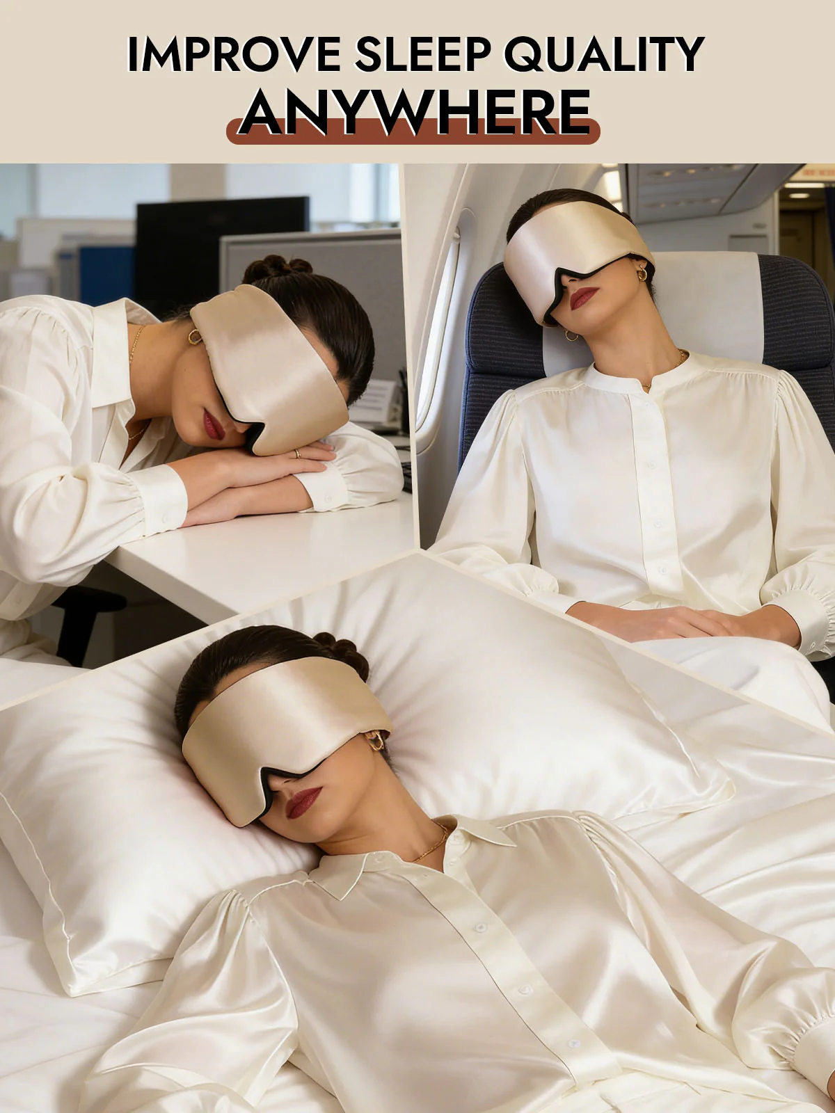 100% Mulberry Silk 3D Contoured Eye Mask With Velcro Closure - Image 23