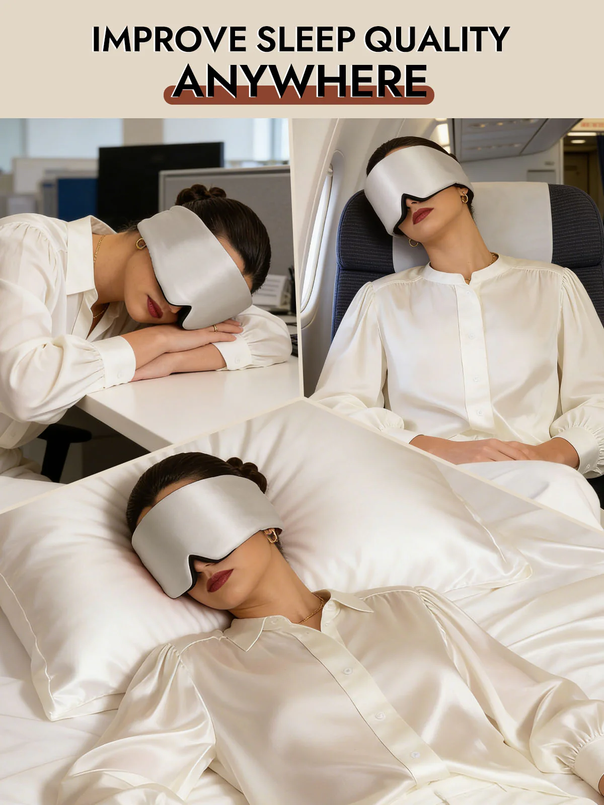 100% Mulberry Silk 3D Contoured Eye Mask With Velcro Closure - Image 31