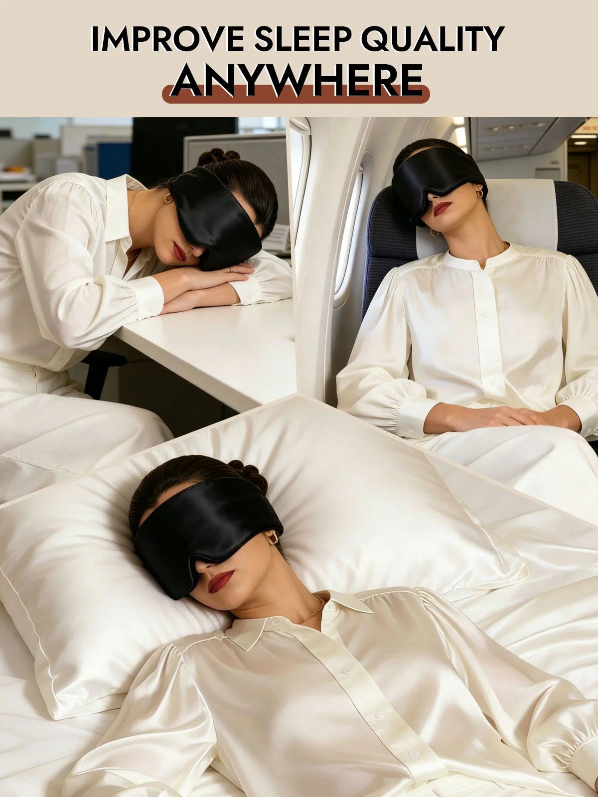 100% Mulberry Silk 3D Contoured Eye Mask With Velcro Closure - Image 7