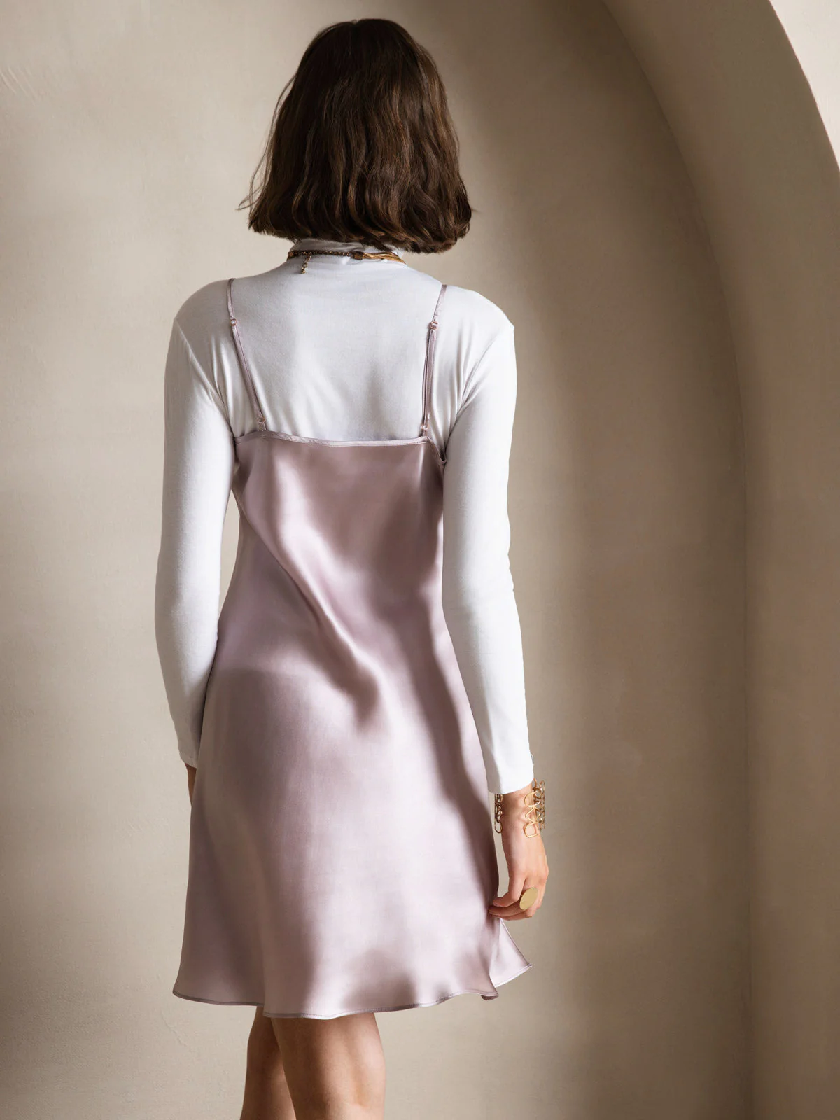 100% Mulberry Silk Spaghetti Strap Short Dress - Image 38