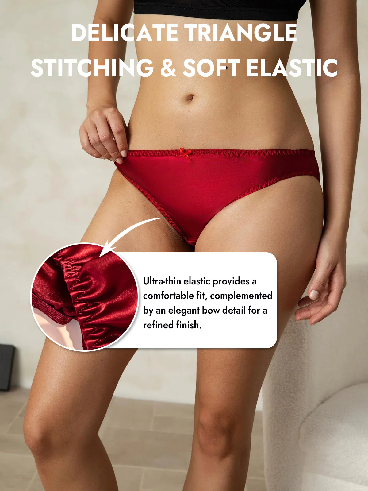100% Mulberry Silk Classic Bikini Panty with Bow - Image 33