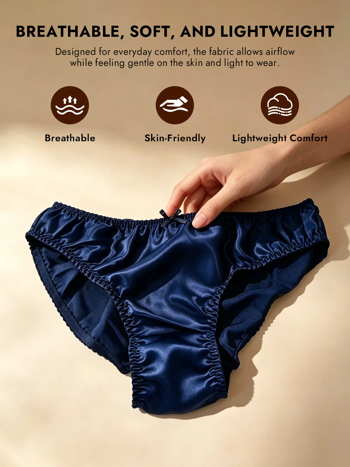 100% Mulberry Silk Classic Bikini Panty with Bow - Image 39