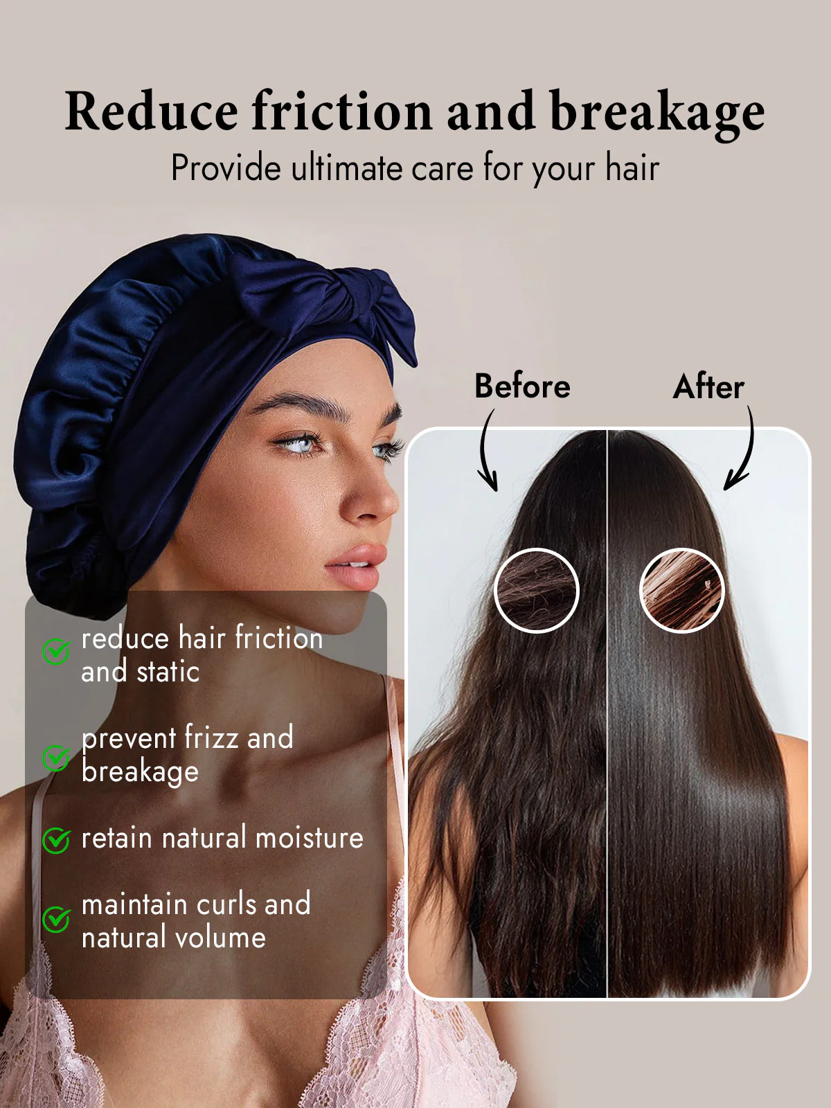 100% Mulberry Silk Bonnet Bowknot Tie Sleep Cap for Hair Protection - Image 15