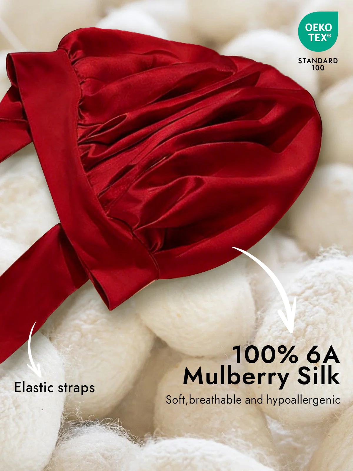 100% Mulberry Silk Bonnet Bowknot Tie Sleep Cap for Hair Protection - Image 68