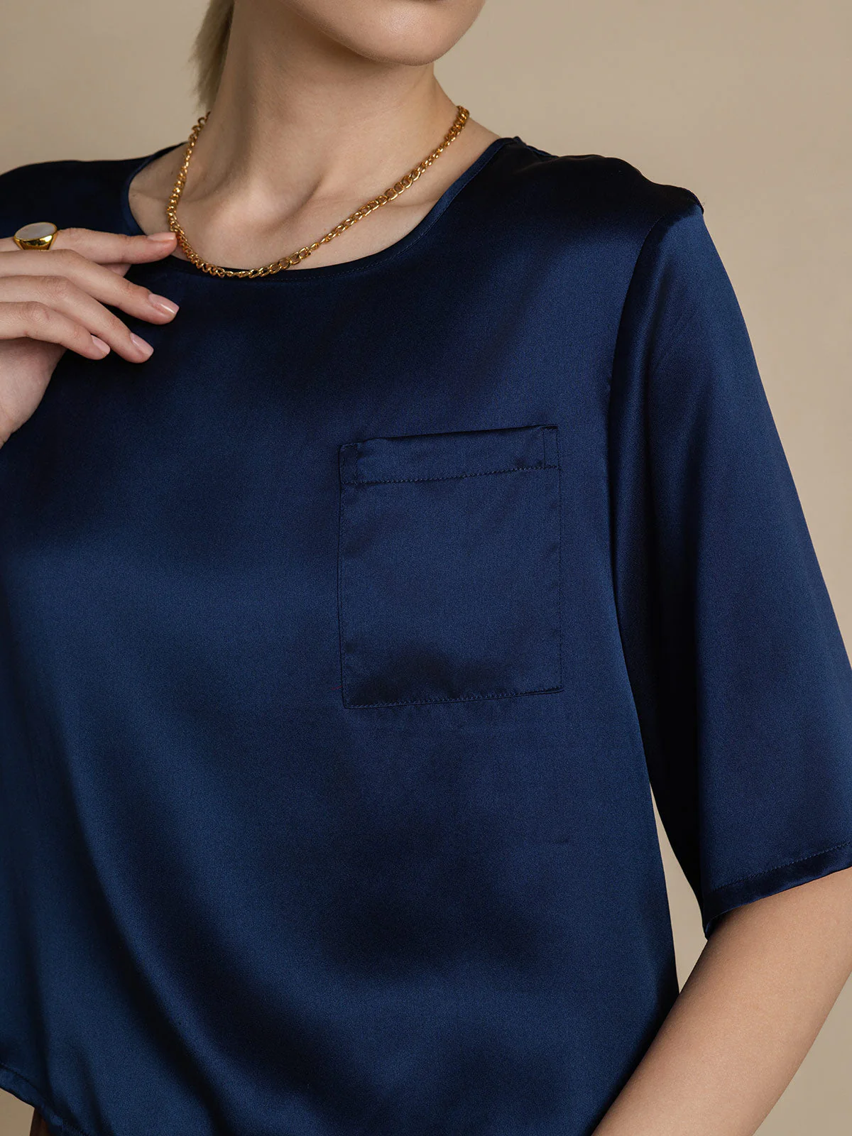 100% Mulberry Silk Women's Blouse Short Sleeve Boxy Crop Top - Image 27