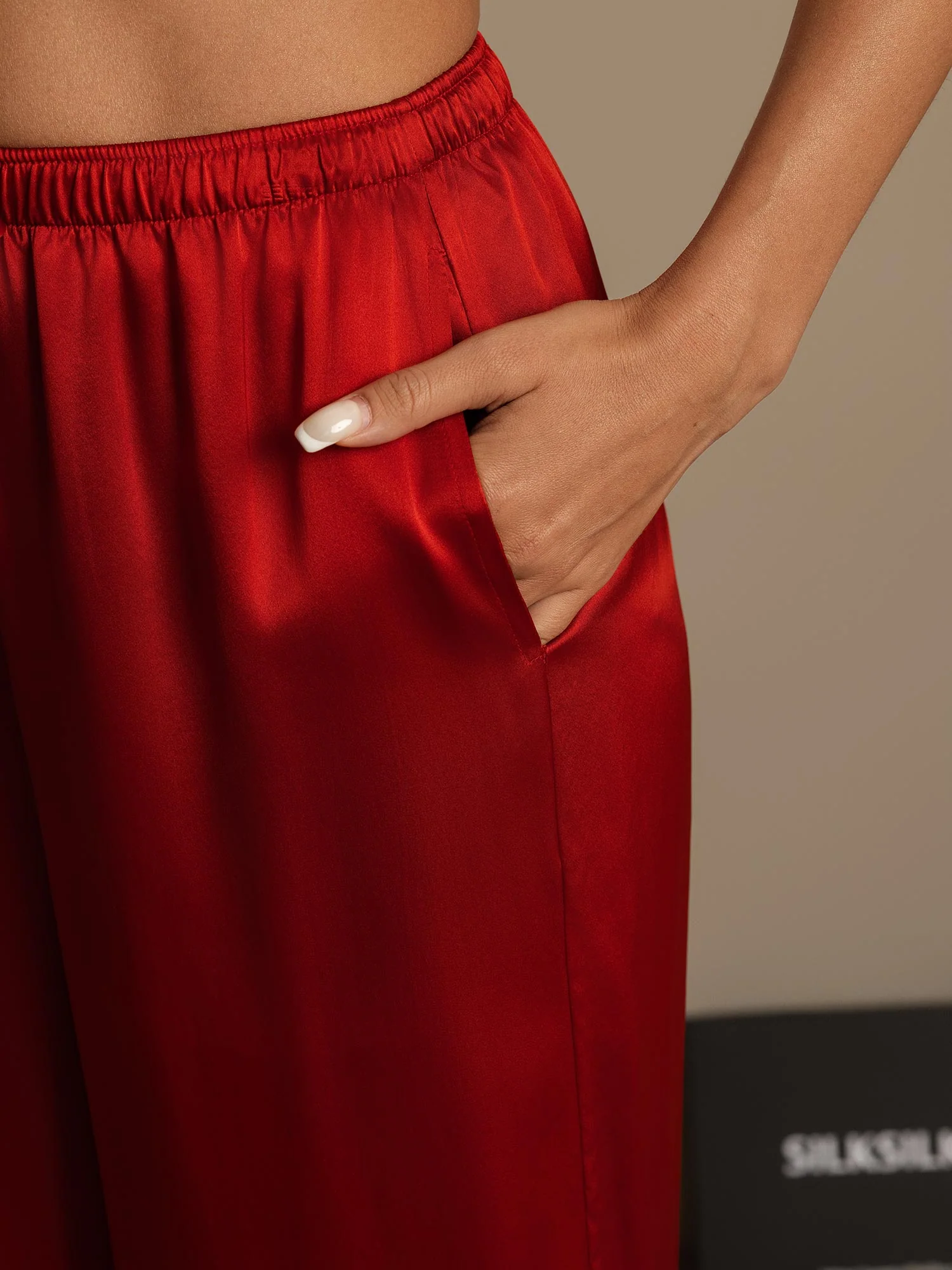 100% Mulberry Silk Wide Leg Women's Pants with Elastic Waist Design - Image 51