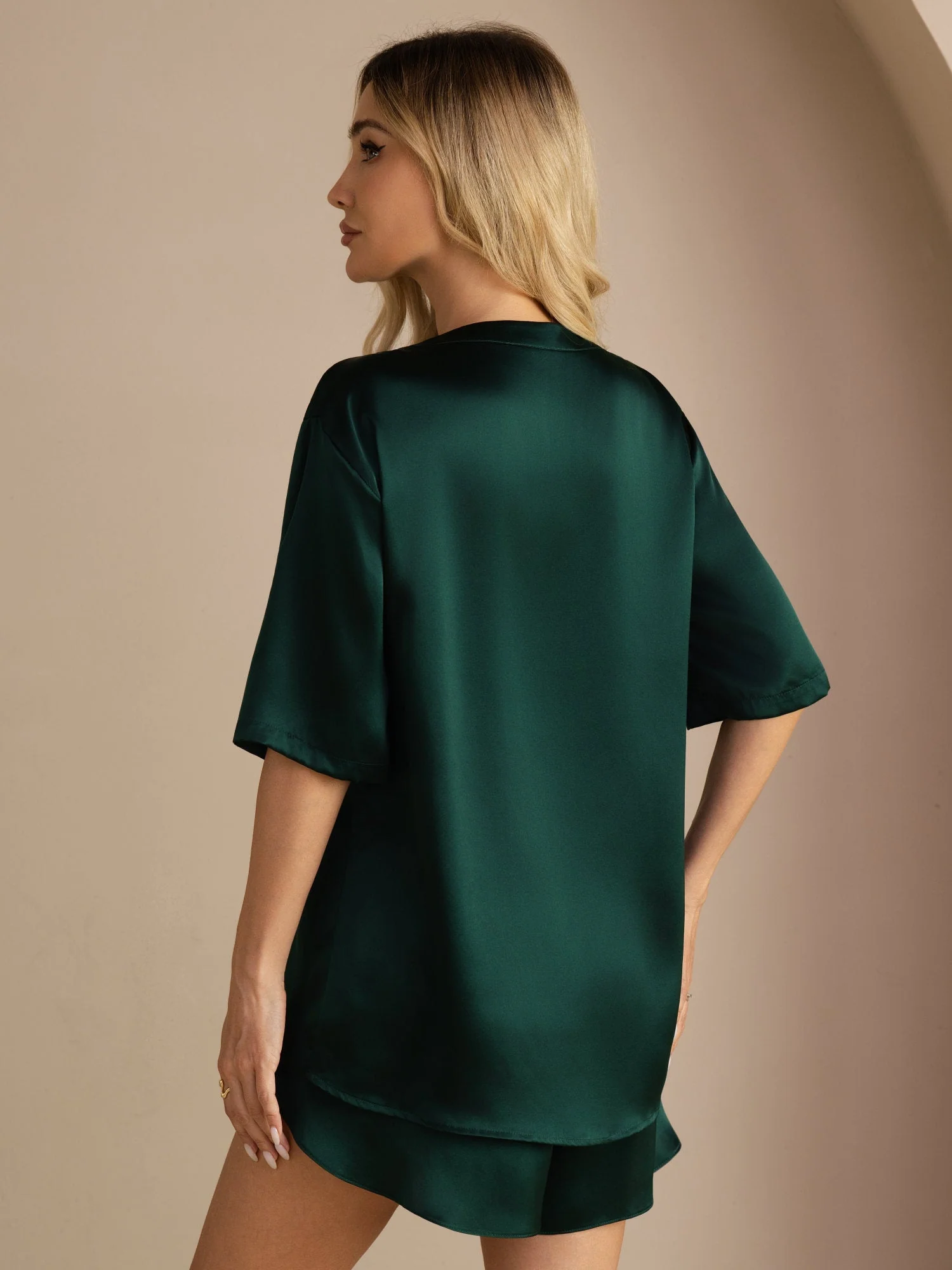 100% Mulberry Silk Short Sleeve Round Neck Womens Sleep Tee (Shorts Not Included) - Image 23
