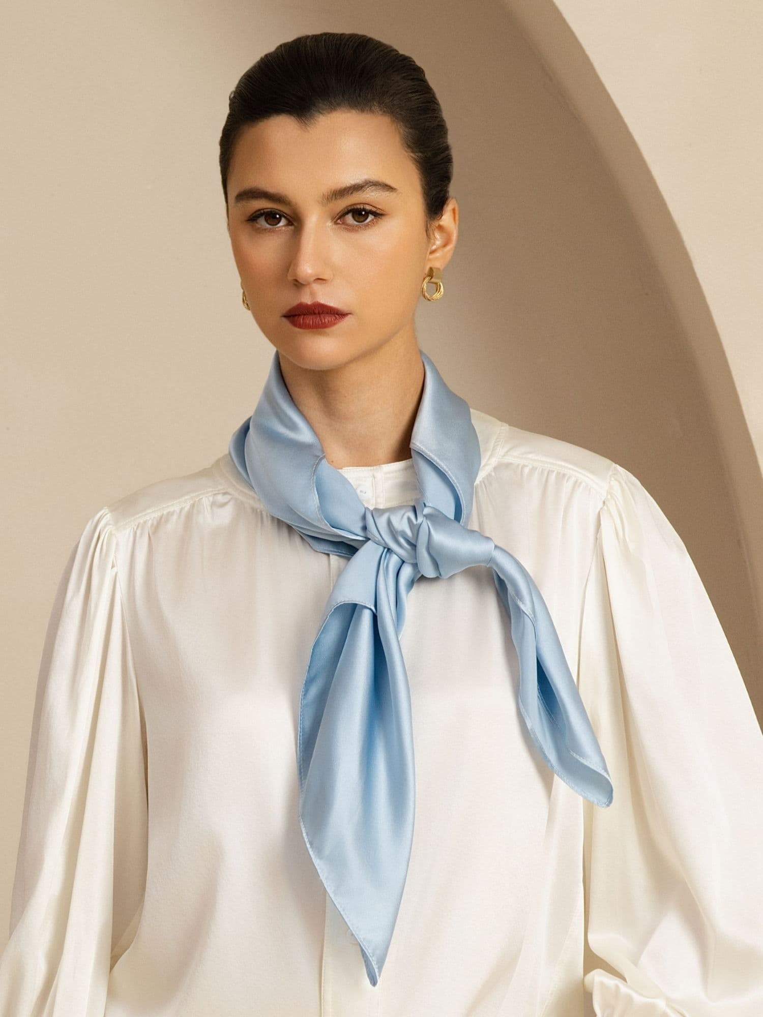 100% Mulberry Silk Classic Elegant Square Scarf - Size 90x90cm - Image 21