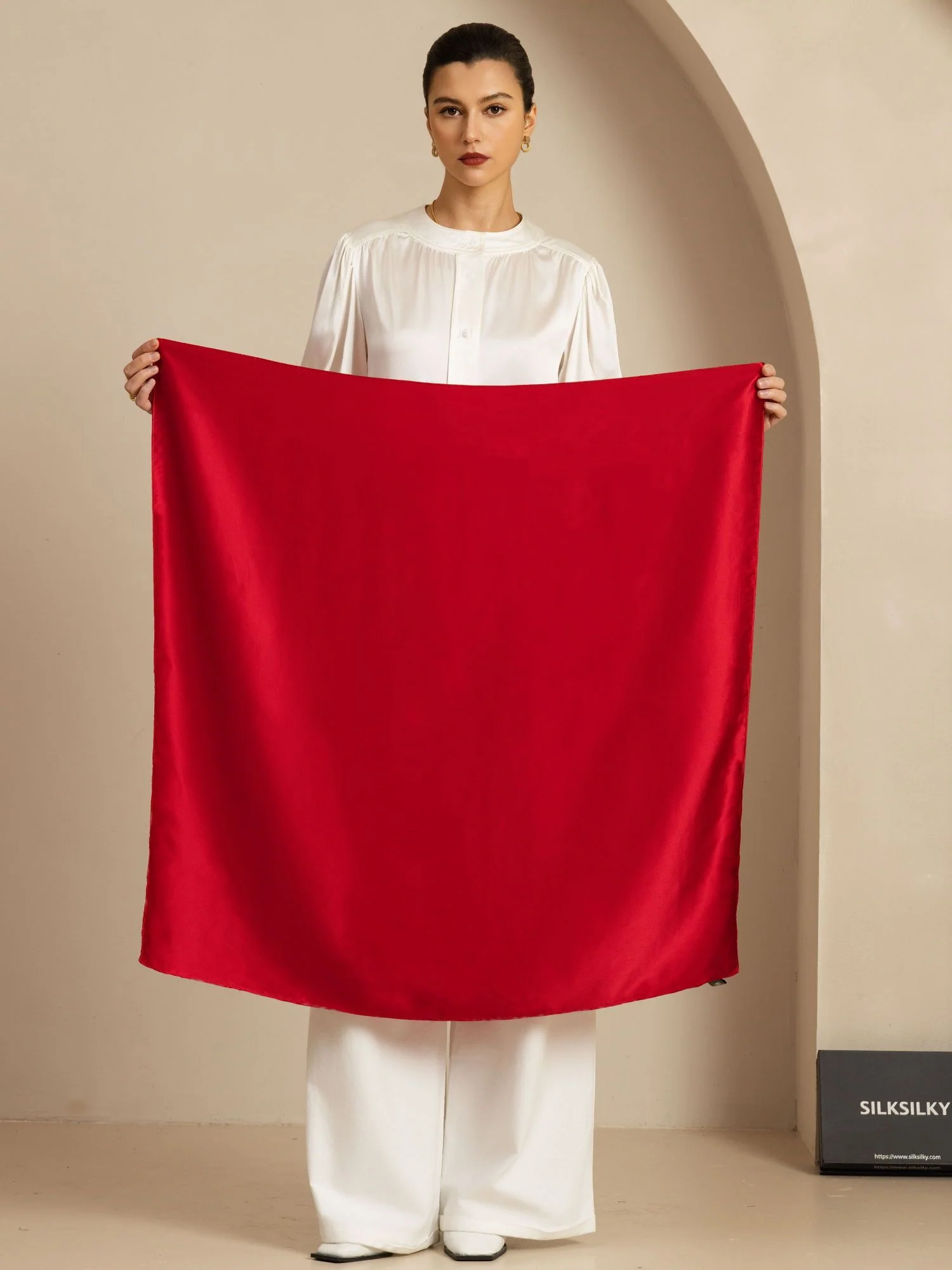 100% Mulberry Silk Classic Elegant Square Scarf - Size 90x90cm - Image 36