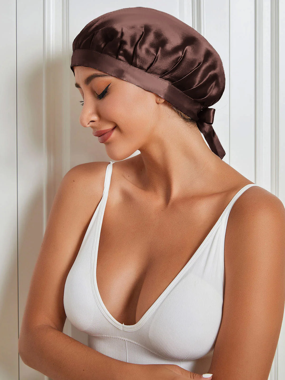 100% Mulberry Silk Sleep Cap for Hair Protection, Anti-Frizz Night Bonnet - Image 15