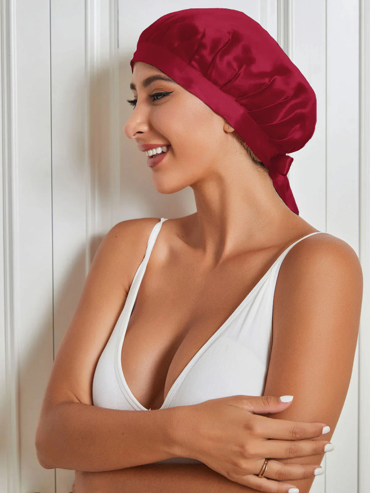 100% Mulberry Silk Sleep Cap for Hair Protection, Anti-Frizz Night Bonnet - Image 45