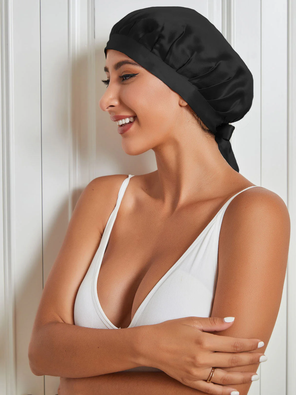 100% Mulberry Silk Sleep Cap for Hair Protection, Anti-Frizz Night Bonnet - Image 5