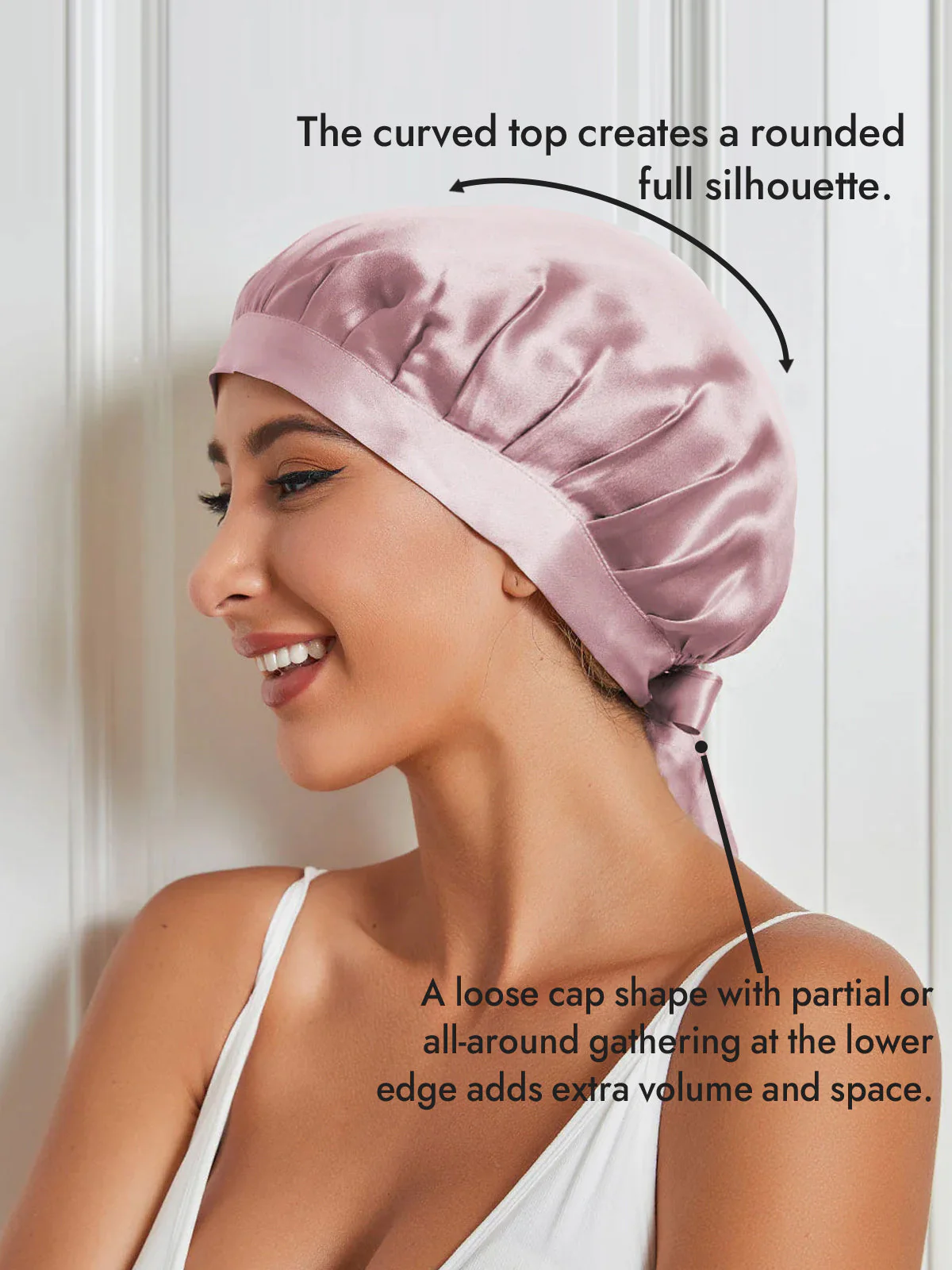 100% Mulberry Silk Sleep Bonnet with Ribbons - Image 27
