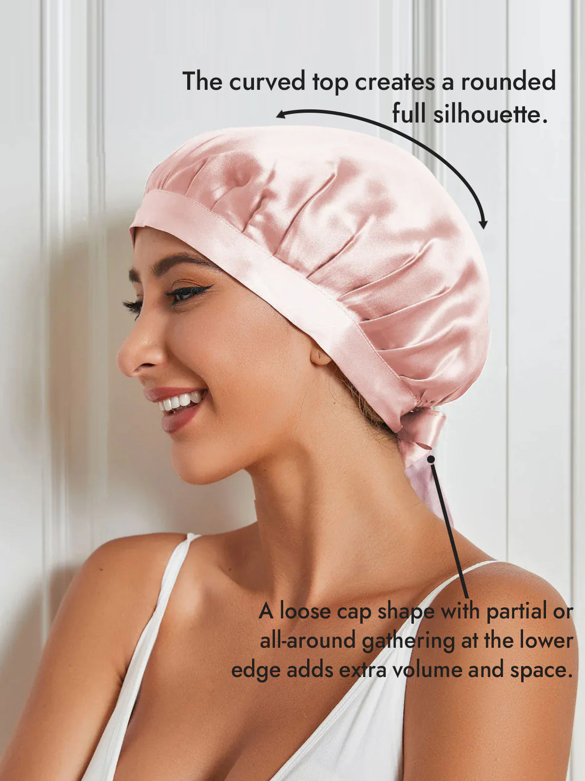 100% Mulberry Silk Sleep Bonnet with Ribbons - Image 45