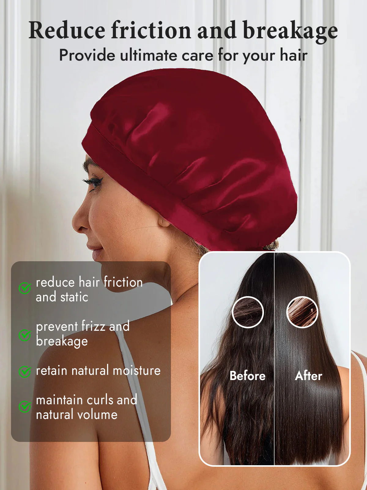 100% Mulberry Silk Sleep Bonnet with Ribbons - Image 58
