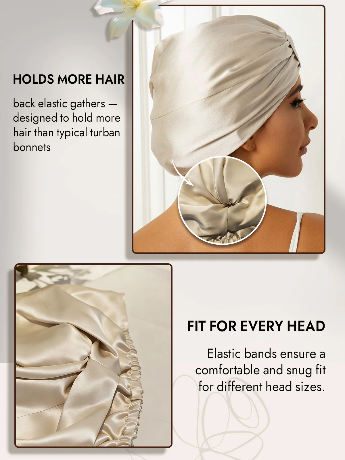 100% Mulberry Silk Sleep Cap Double Layer Night Turban Bonnet - Image 3