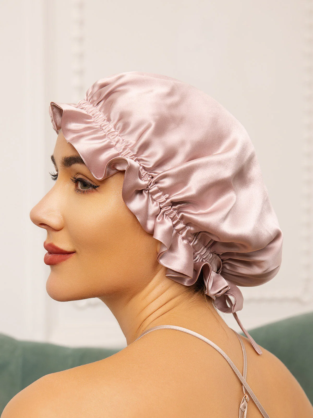 100% Mulberry Silk Sleep Cap Double Layer Bonnet with Ribbon - Image 15